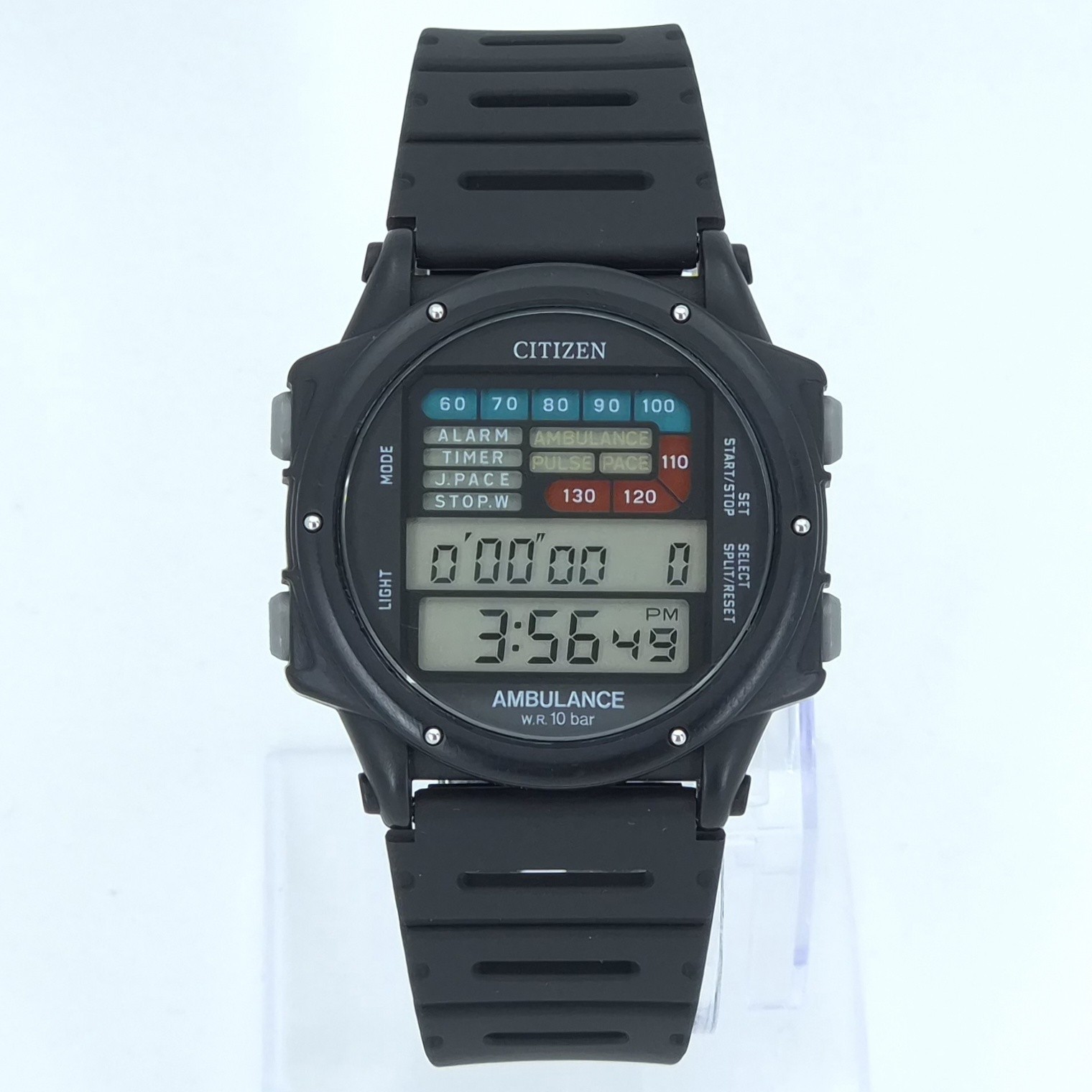 NOS CITIZEN D170-314395 “AMBULANCE” WR 10BAR VINTAGE DIGITAL WATCH JAPAN 1983