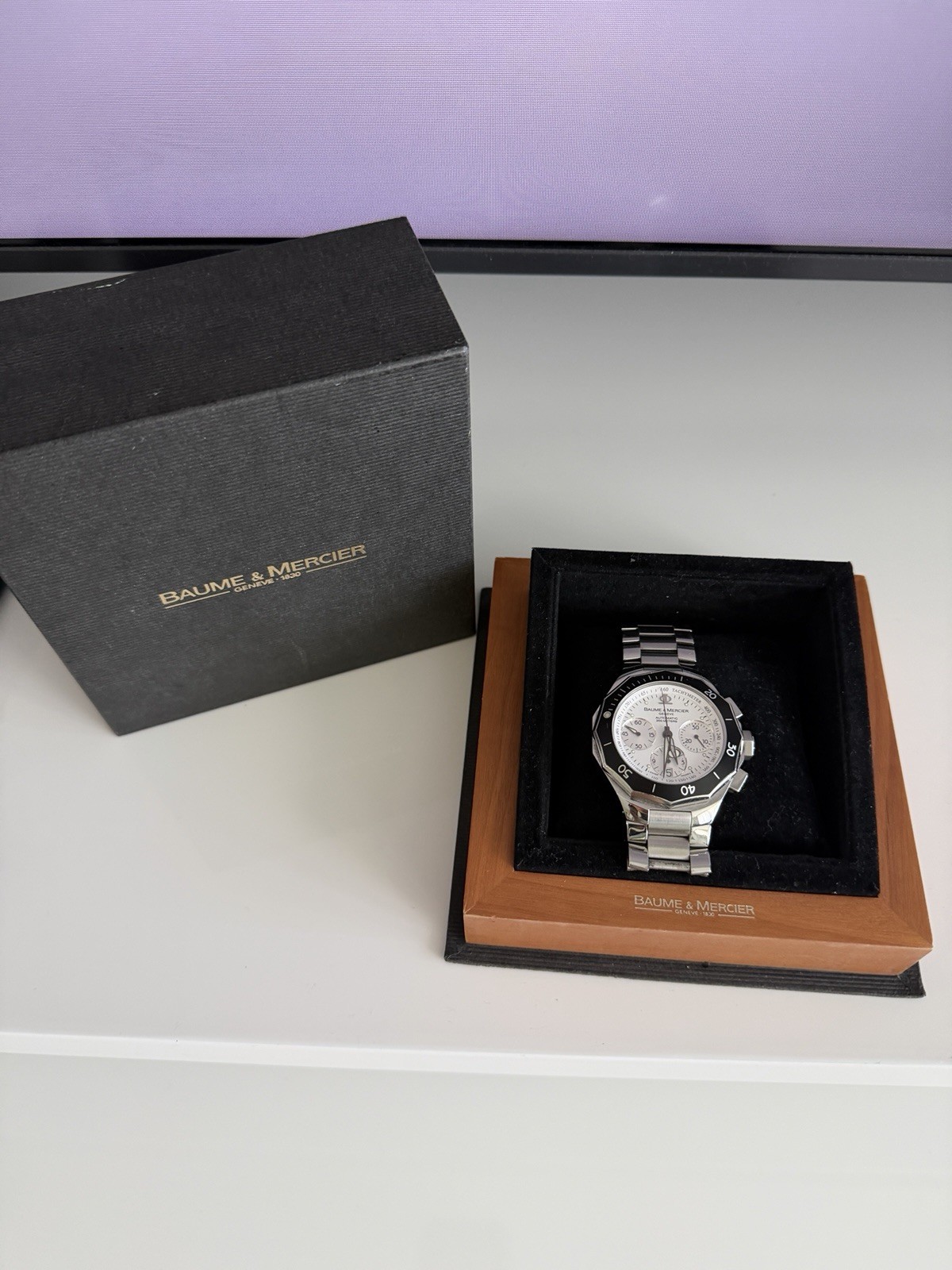 Baume & Mercier Riviera Auto Chronograph 40mm White Dial 200m SS Bracelet