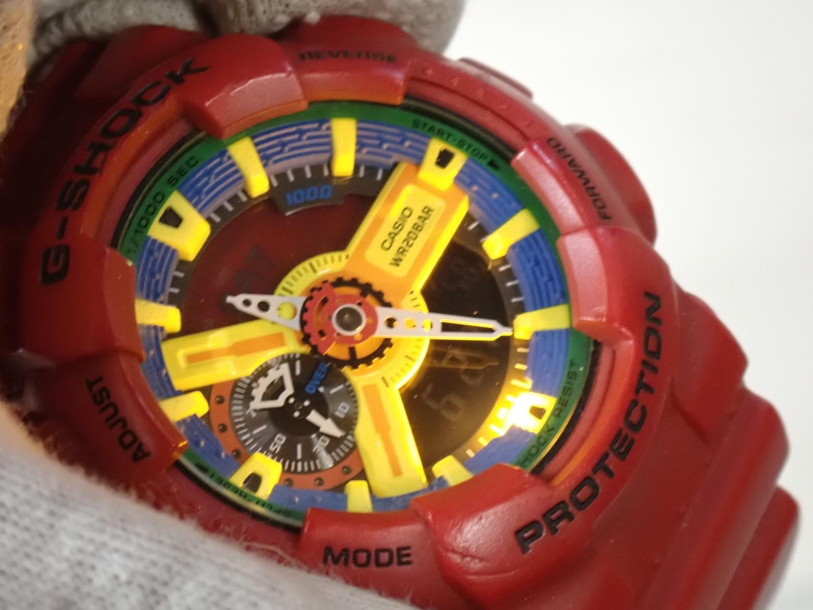 CASIO G-SHOCK GA-110FC-1AJF Digital Analog Combo Watch Red Yellow Used Japan