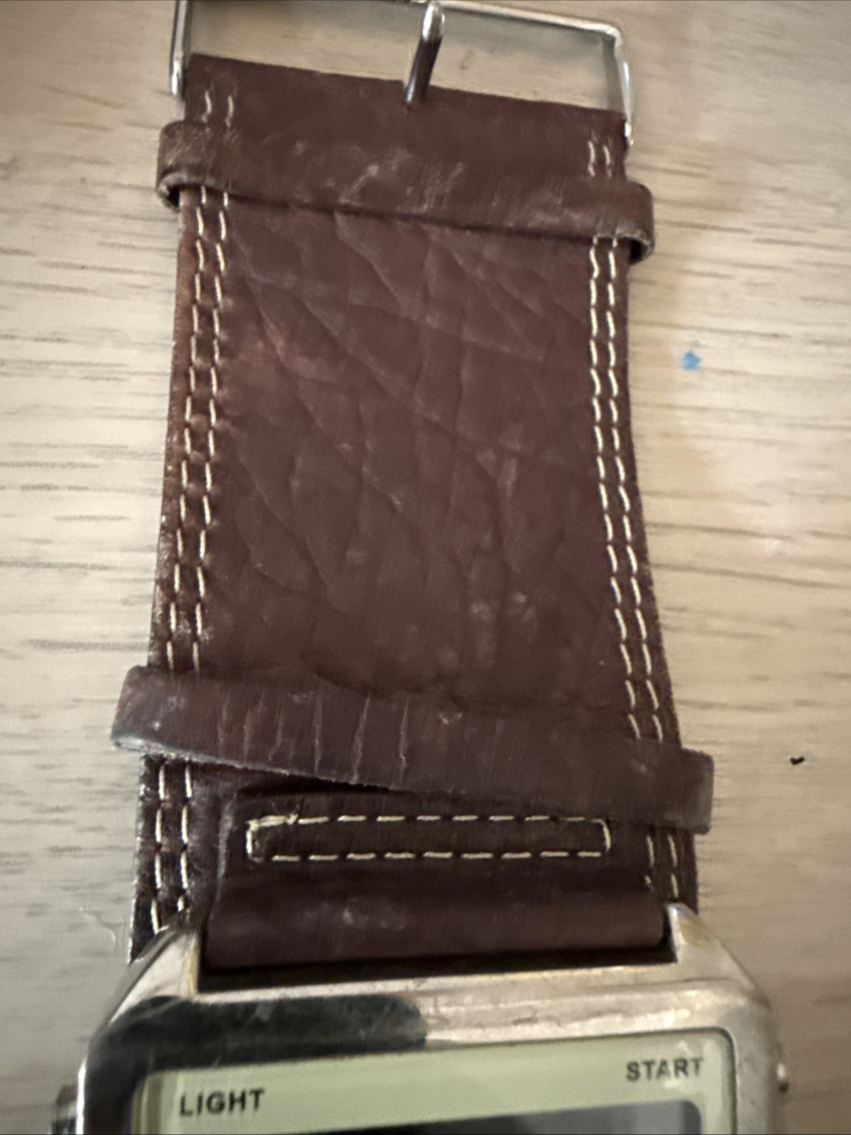 Identity London retro LCD Mens watch, Brown Leather Strap -Untested- For Spares