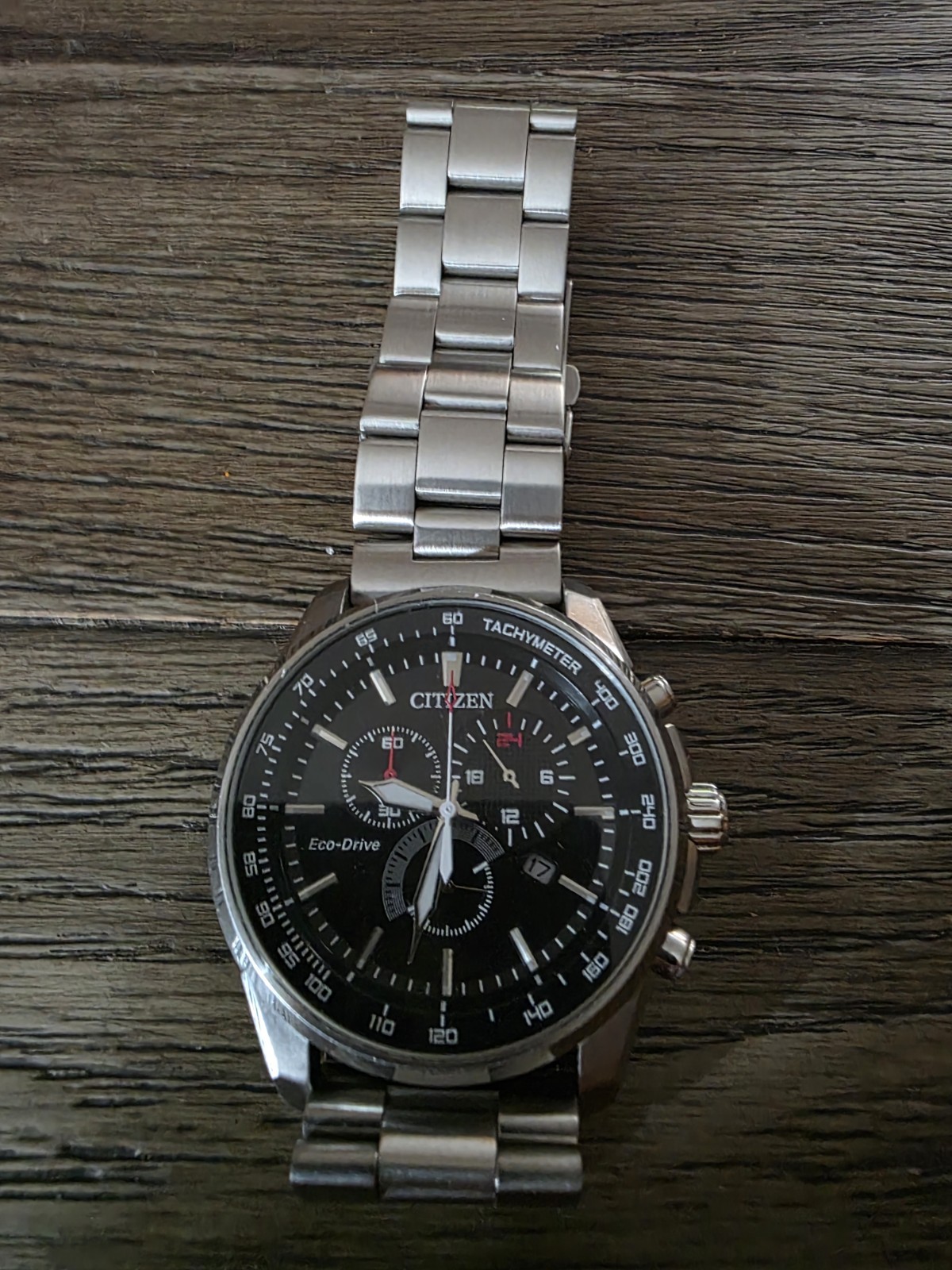 Citizen Eco Brycen Chronograph Black Dial Stainless Steel Men’s Watch AT2370-55E