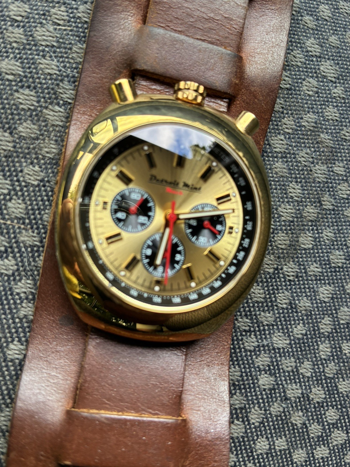 Detroit Mint Mach Bullhead Chronograph Brushed Gold cliff booth
