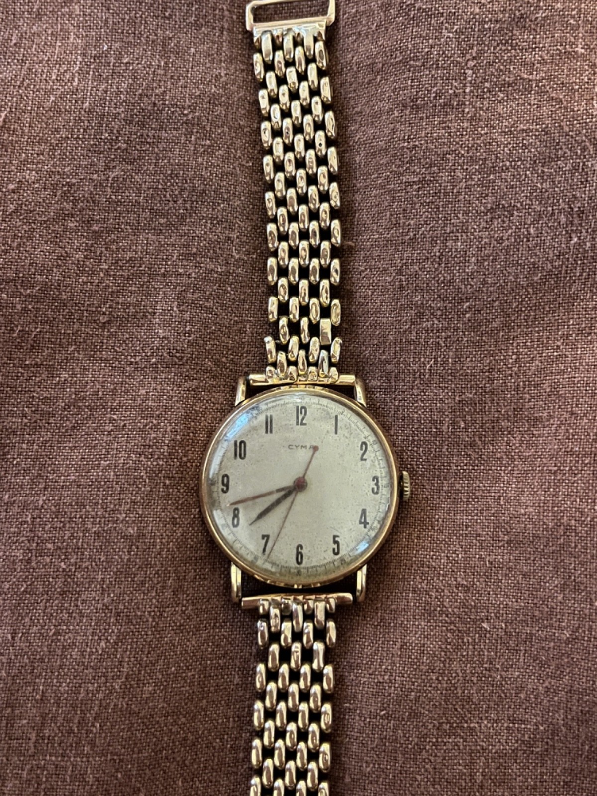 Vintage CYMA 18K Solid Yellow Gold Mens Watch Integrated 18K Gold Mesh 45g