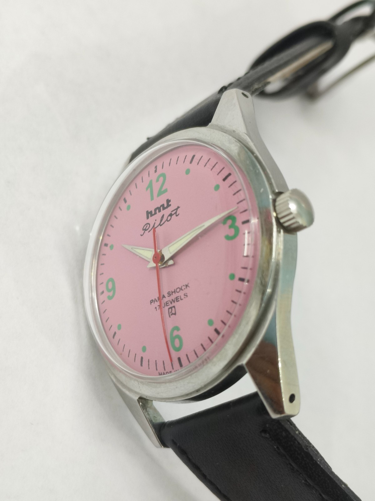 Vintage HMT Pilot Pink 17 Jewels Mechanical Hand Winding Men’s Wrist Watch