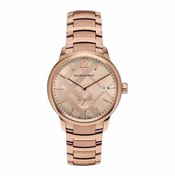 Burberry The City Quartz Rose Gold Dial Date Small Seconds 34mm 50m SS