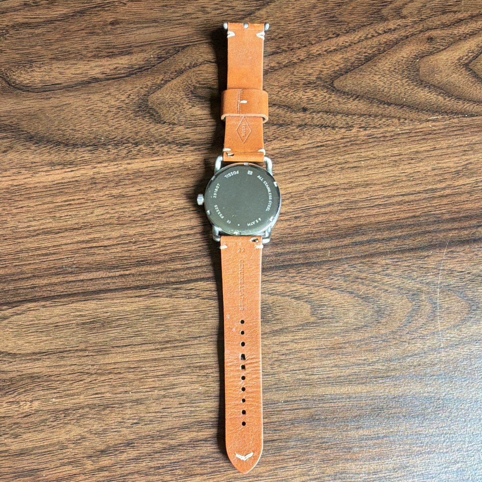 Fossil 1150 Men’s Quartz Watch 42mm Blue Dial Brown Leather Strap Date 5ATM