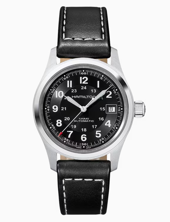 Hamilton Khaki Field Automatic Black Dial Leather Strap Men’s Watch H70455733