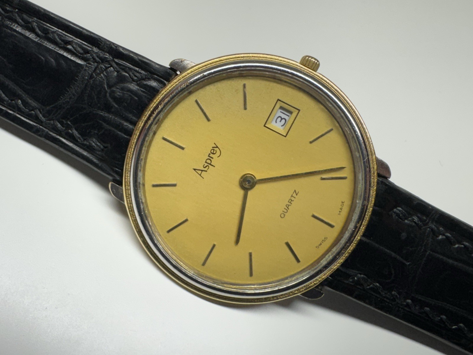 asprey london 6 jewels quartz beautiful slick vintage swiss made wristwatch