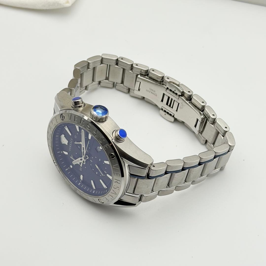 Versace V-Chrono VEHB00519 Blue Date Working Men’s Quartz Watch Authentic Boxed