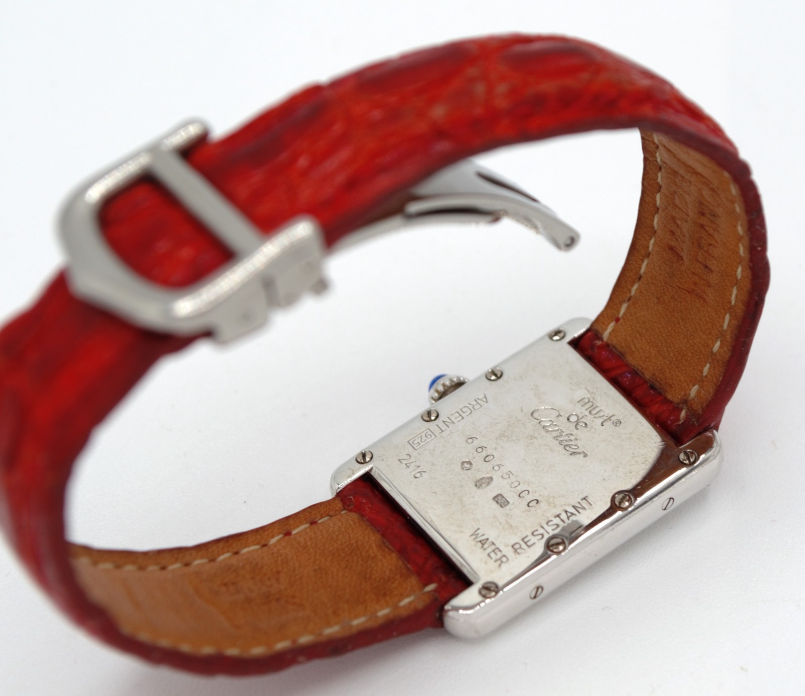 Must de Cartier Tank Solid .925 Rhodium Plated Quartz Watch 22x29mm All Original