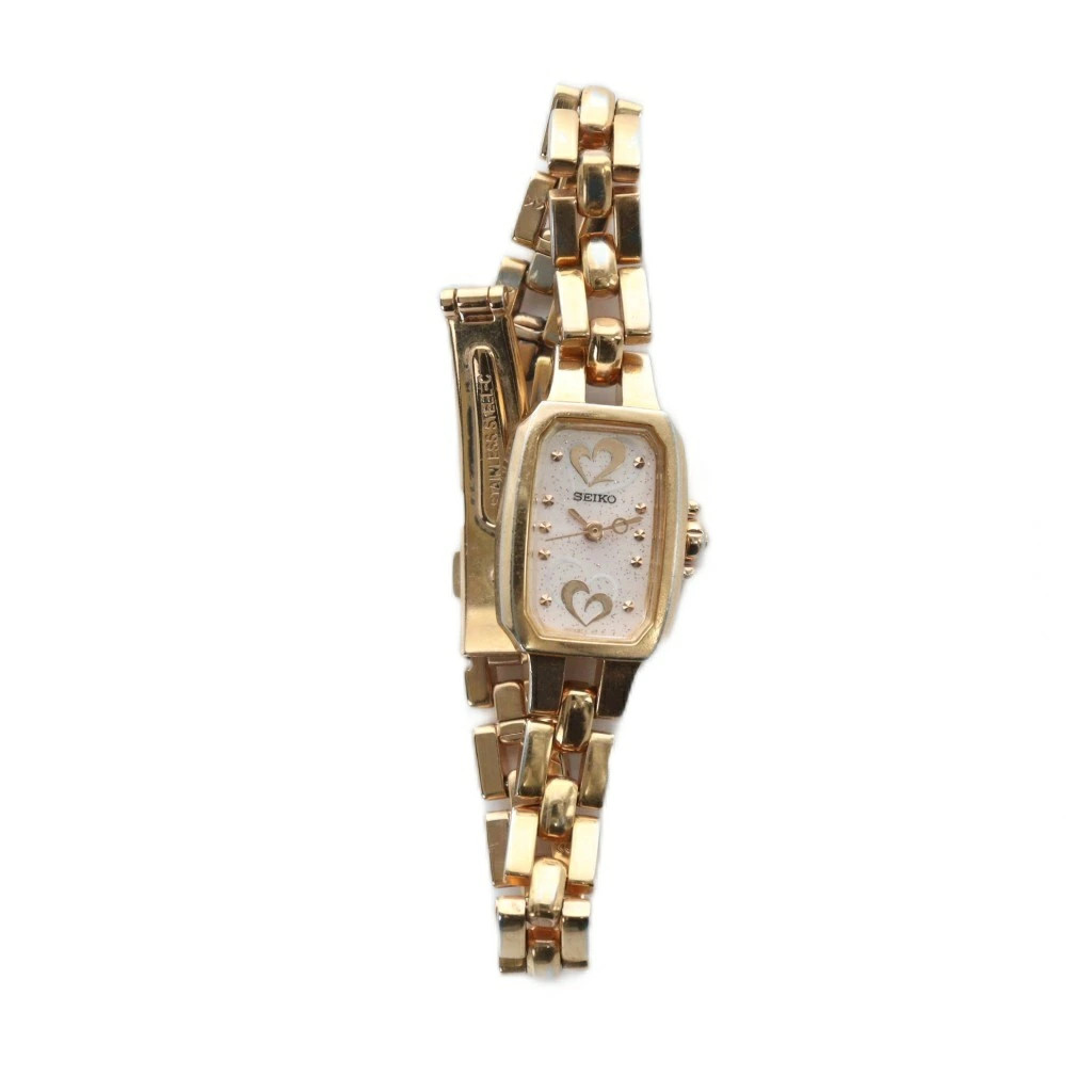 [A1R] Seiko 1N01 0PD0 Quartz Heart Gold Color Women Watch [f8w]