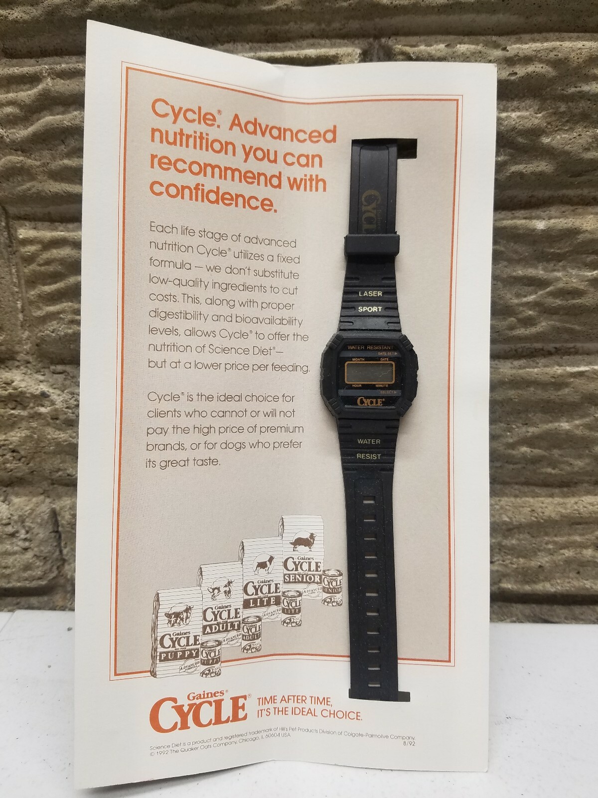 Gaines Cycle DOG FOOD MAIL IN PROMOTION Wrist Watch 1992