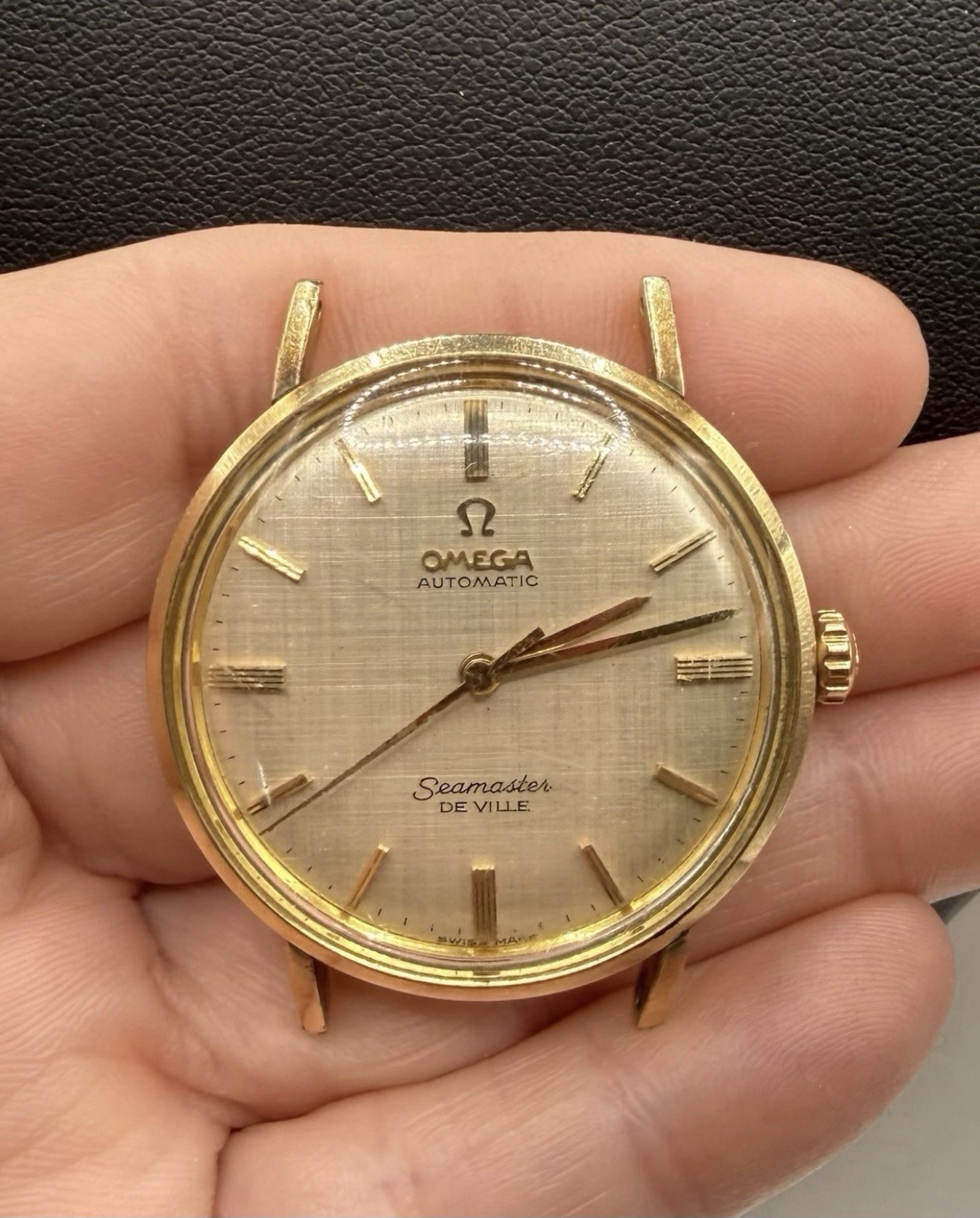OMEGA Seamaster De Ville Automatic Gold Filled Silver Dial 34mm Black Leather