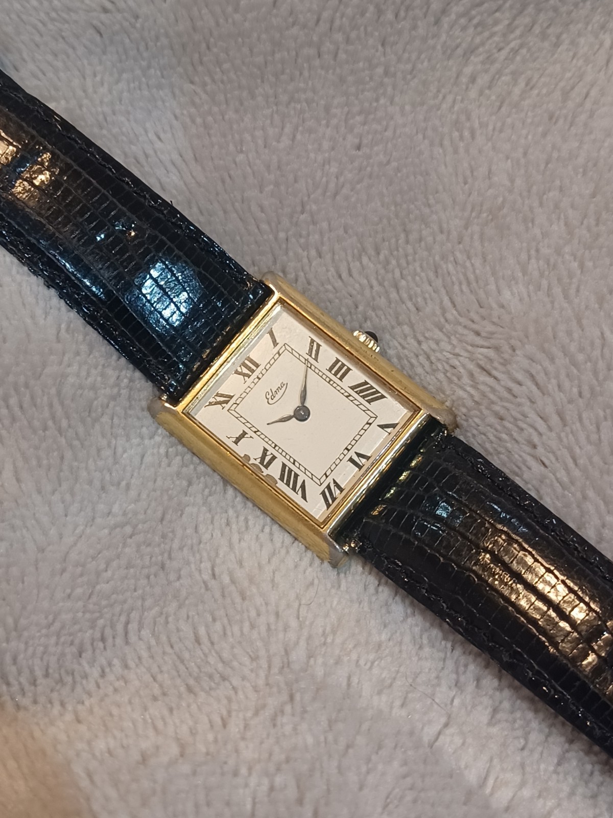 Vintage Edma Tank Watch As-Is Gold Plated Roman Numeral RARE!
