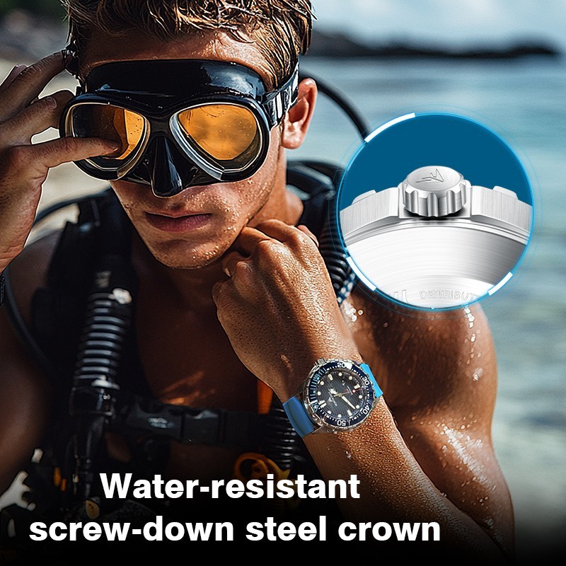 NORTH EDGE TRITON Solar Powered Dive Watch Quartz Watch Men 316L Stainless case