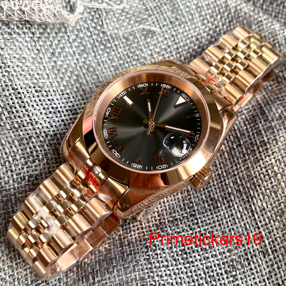 BLIGER NH35A 36mm/39mm Automatic Men Rose Gold Watch Sapphire Grey Sunburst Dial