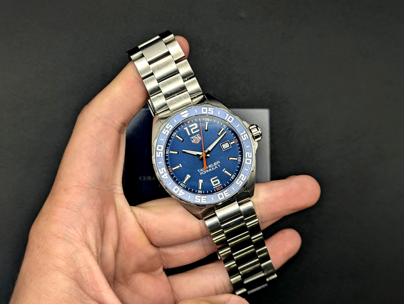 TAG Heuer Formula 1 WAZ1010 Blue Orange 43mm 200m Quartz 18cm Bracelet Tested