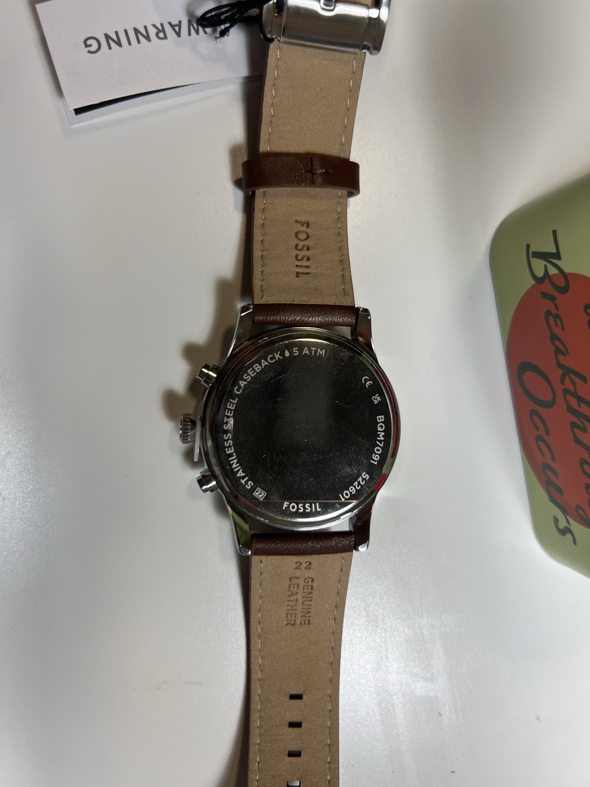 Fossil Bennett Men’s 45mm Multifunction Watch Black Dial Brown Leather BQM7091