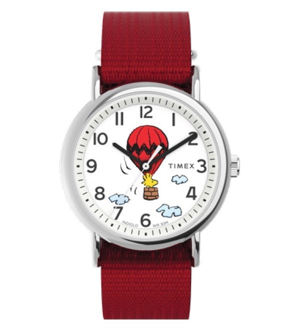 Timex Weekender x Peanuts Balloon 38mm Red Fabric Strap Watch Unisex TW2Y11700