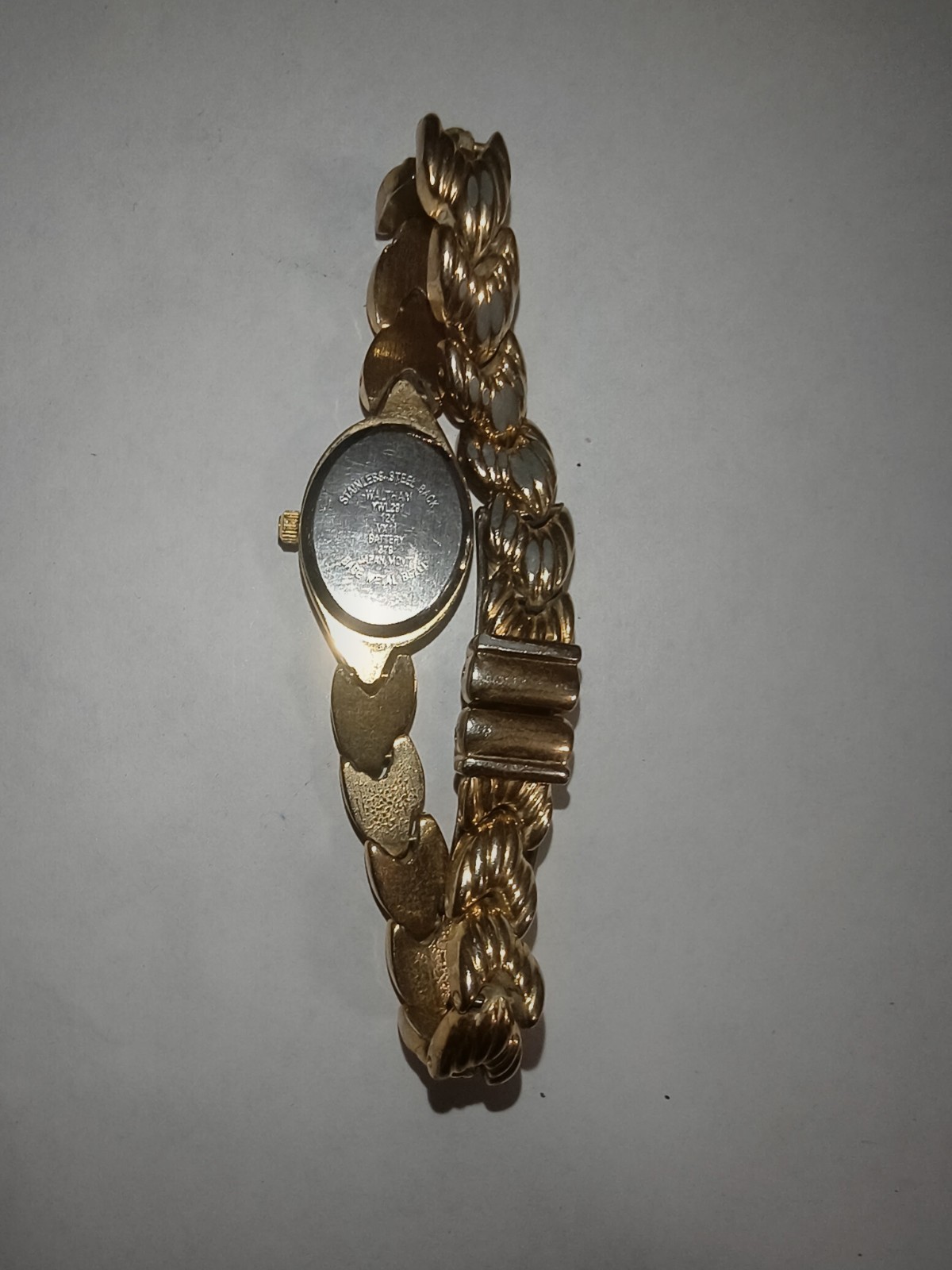 Waltham Women’s Vintage Quartz Oval Analog Watch Gold-Tone White Dial Bracelet