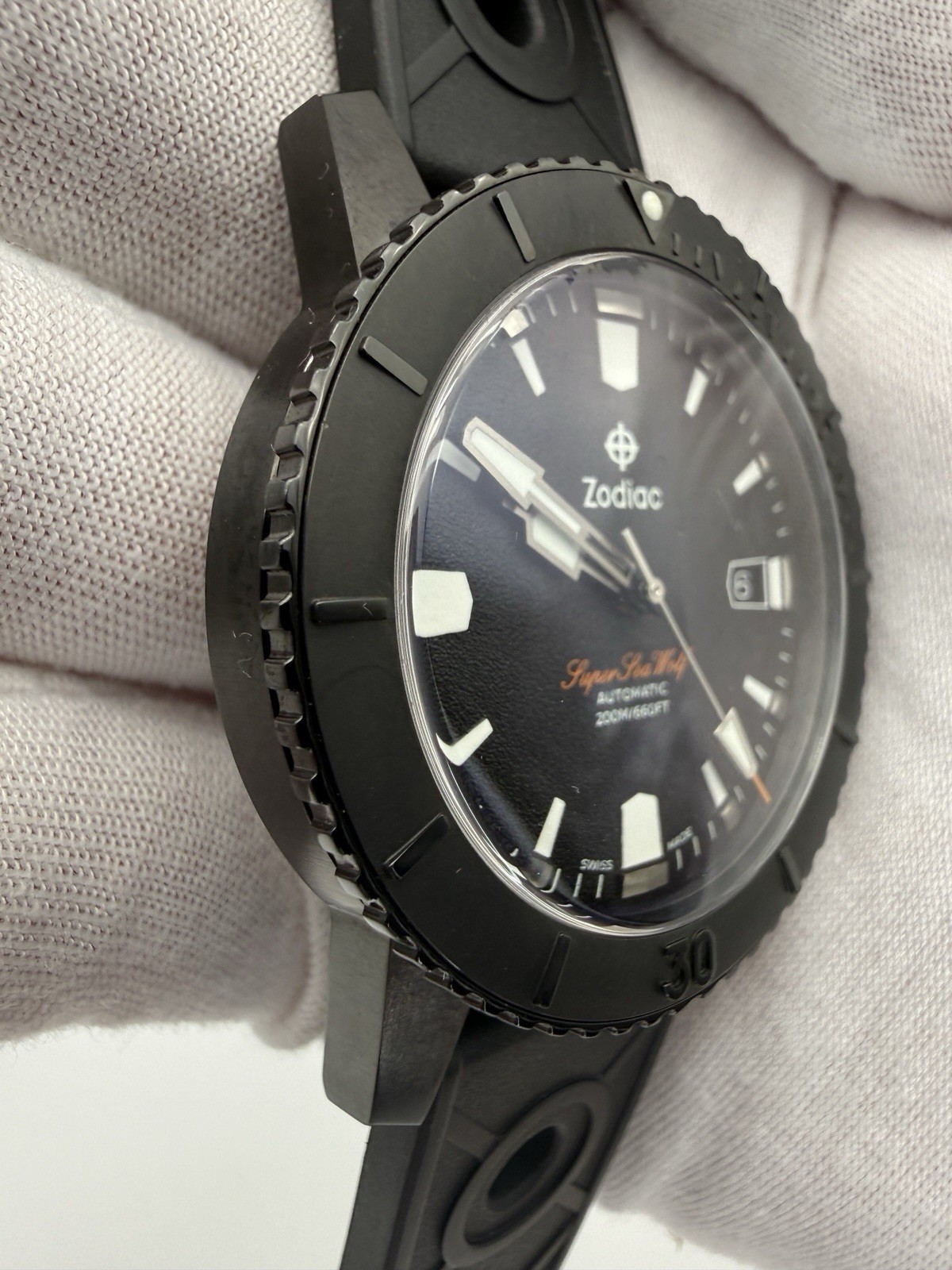 Zodiac Super Seawolf Blackout 40mm Automatic Dive Watch -Excellent Cond. W/Box