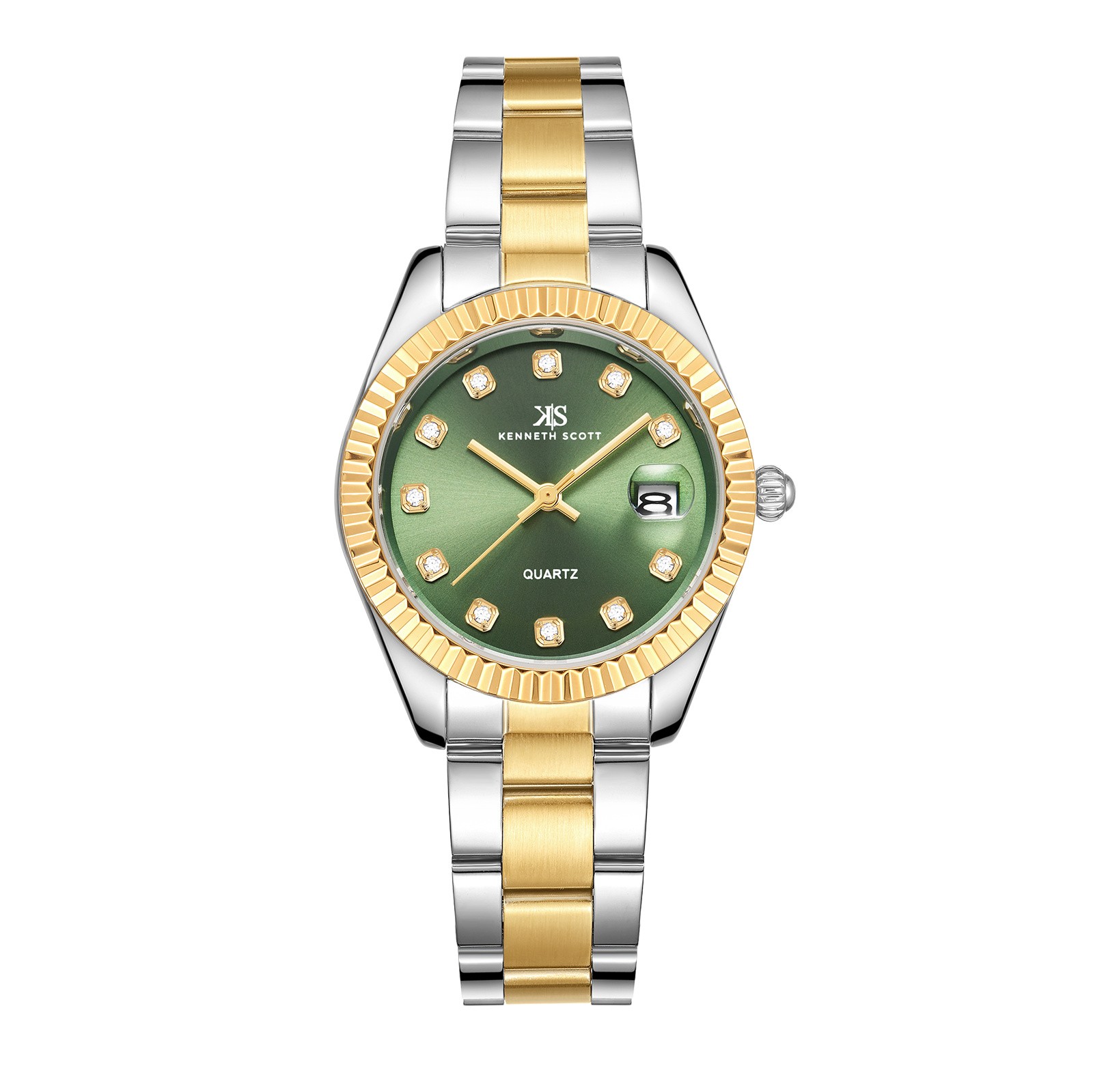 Kenneth Scott Women’s Analog Watch | Green Dial, 36mm, 30 m (3 ATM)