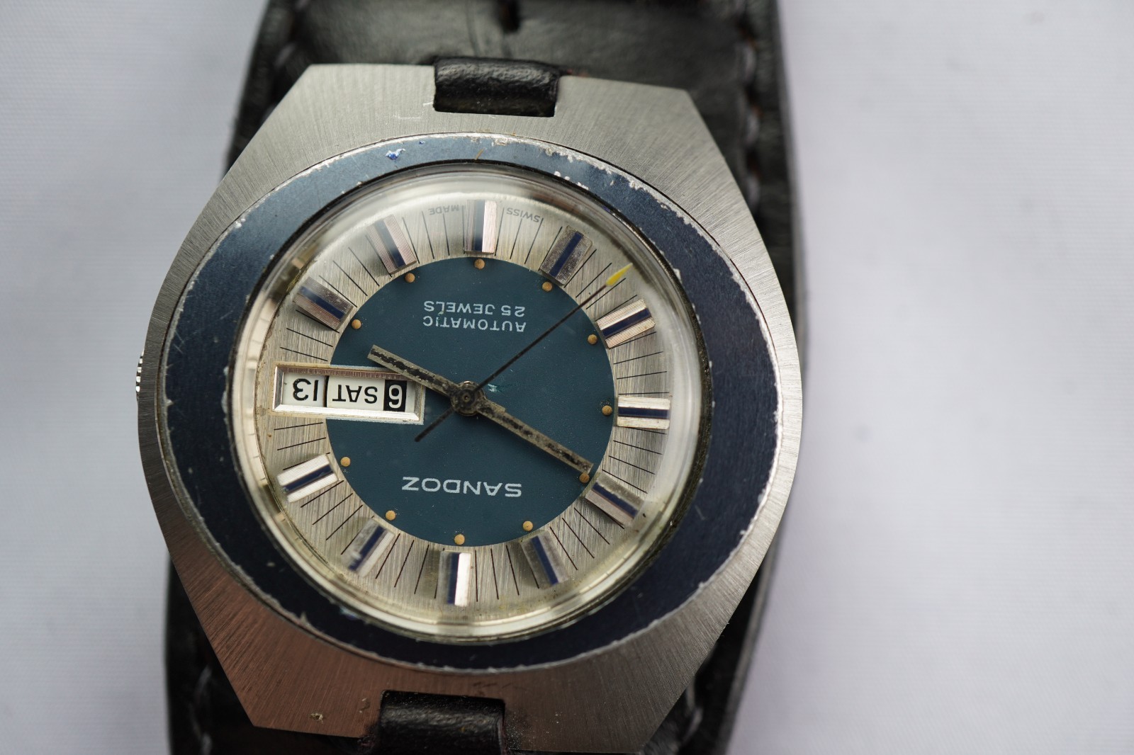 VINTAGE SANDOZ AUTOMATIC 25 JEWELS FHF 908 SWISS WATCH