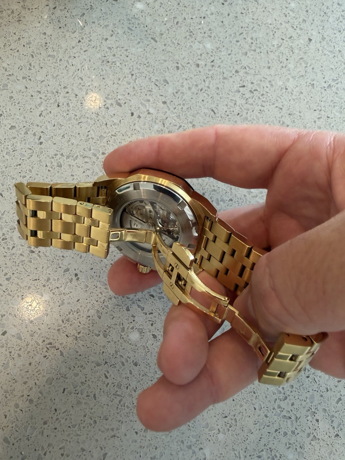 Bulova Marine Star Men’s Automatic 200m 45mm Gold Steel Black Roman Dial