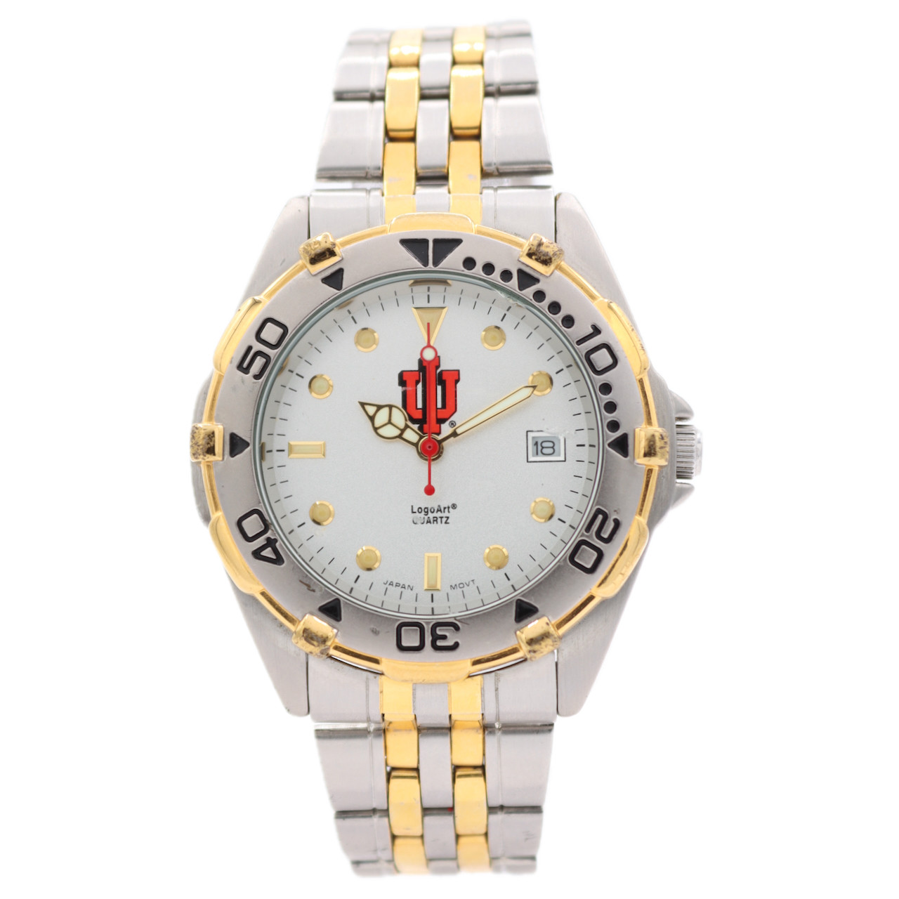 Vintage 38.5mm LogoArt University of Indiana Men’s Quartz Wristwatch Two Tone