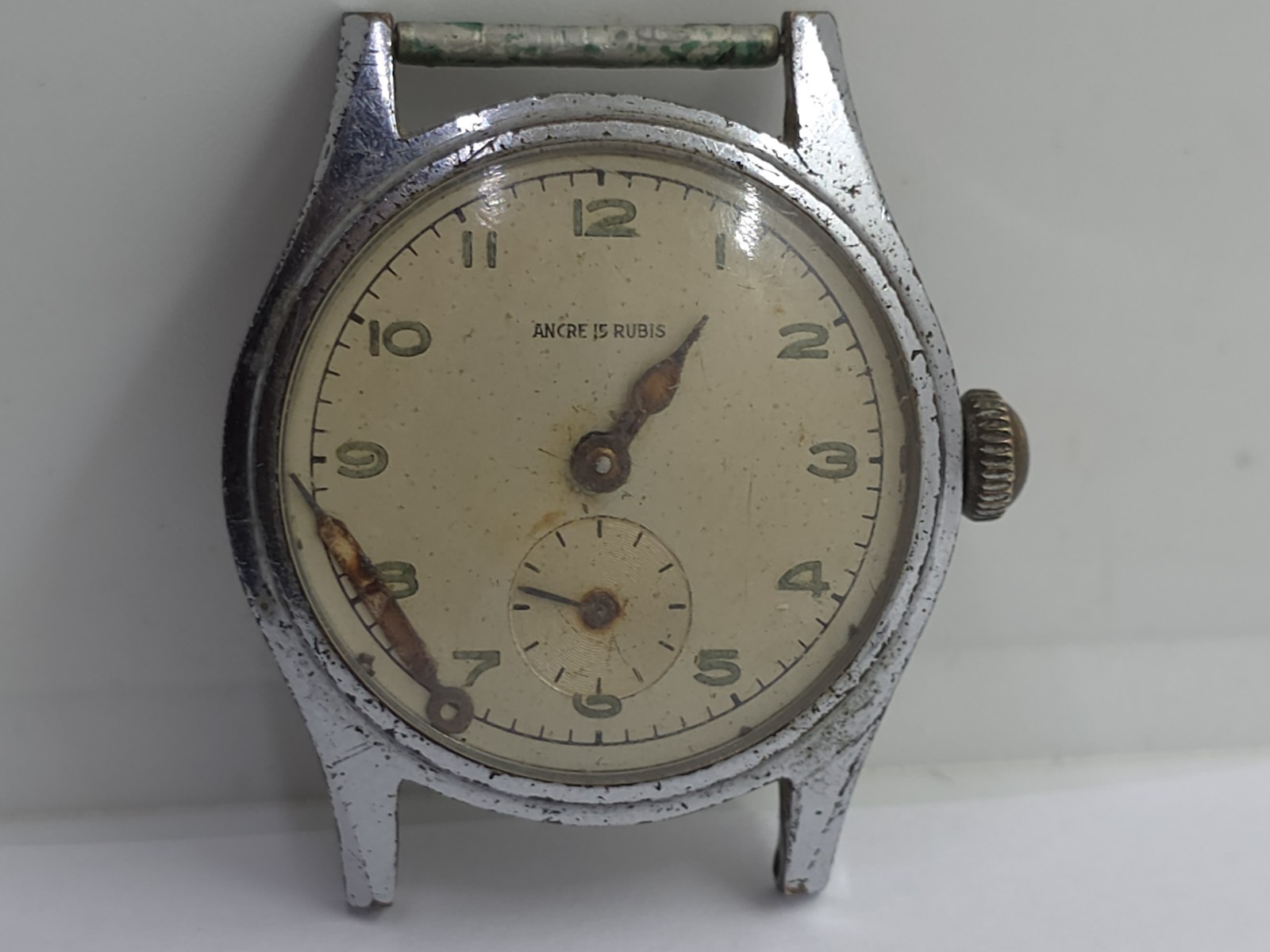 Vintage Ancre 15 Rubis Military Watch WWII Cal. Cupillard 233 From 1930 Balance