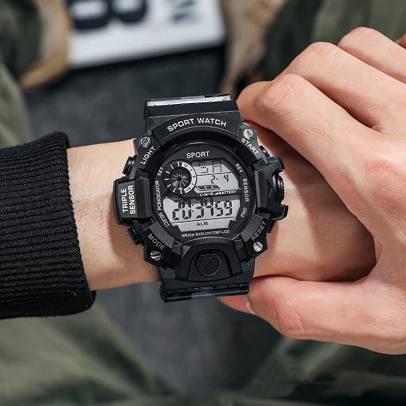 Men Waterproof Digital Sports Watch Military Tactical LED Backlight Wristwatch
