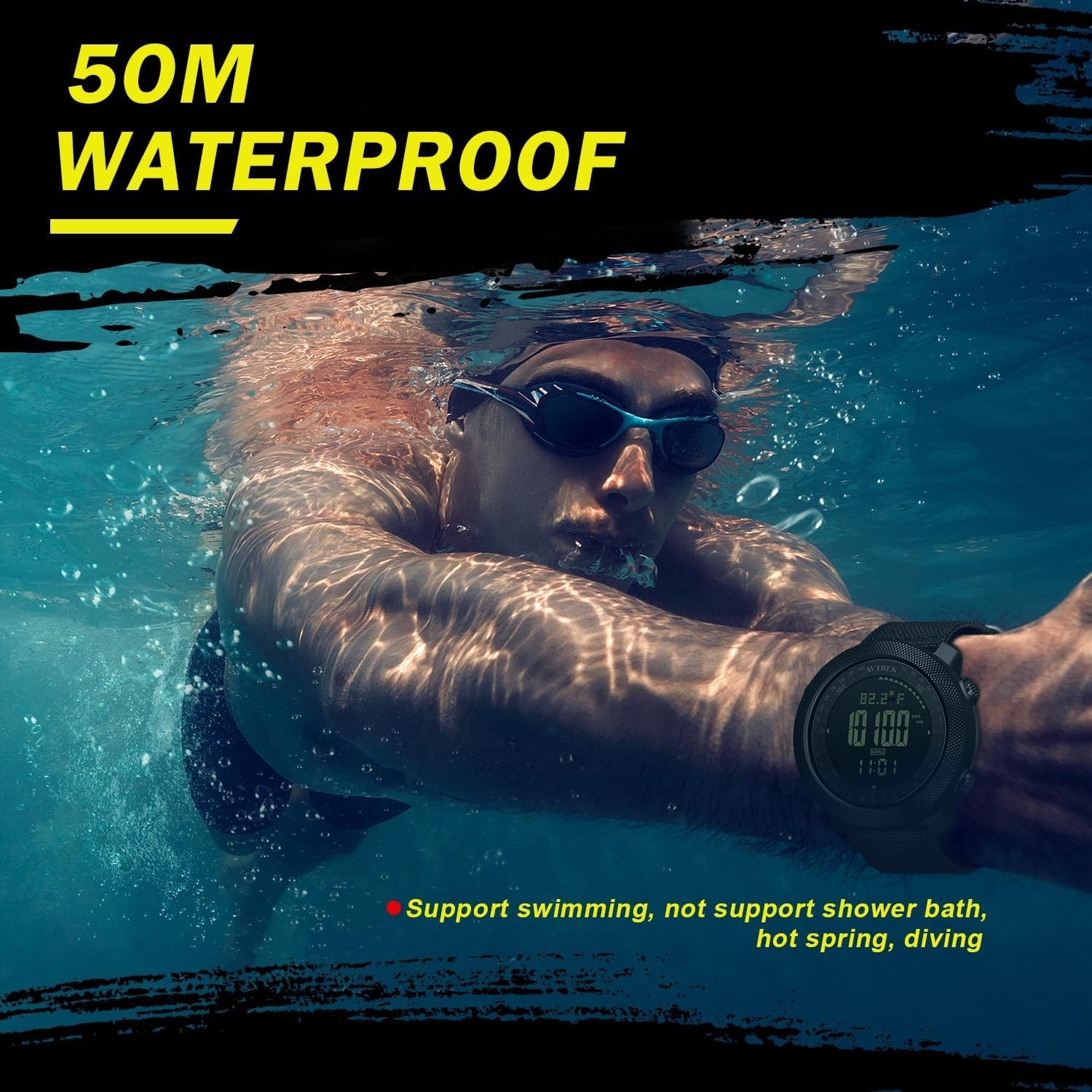 50M Waterproof Military Tactical Watch – Digital with Altimeter/Compass Features