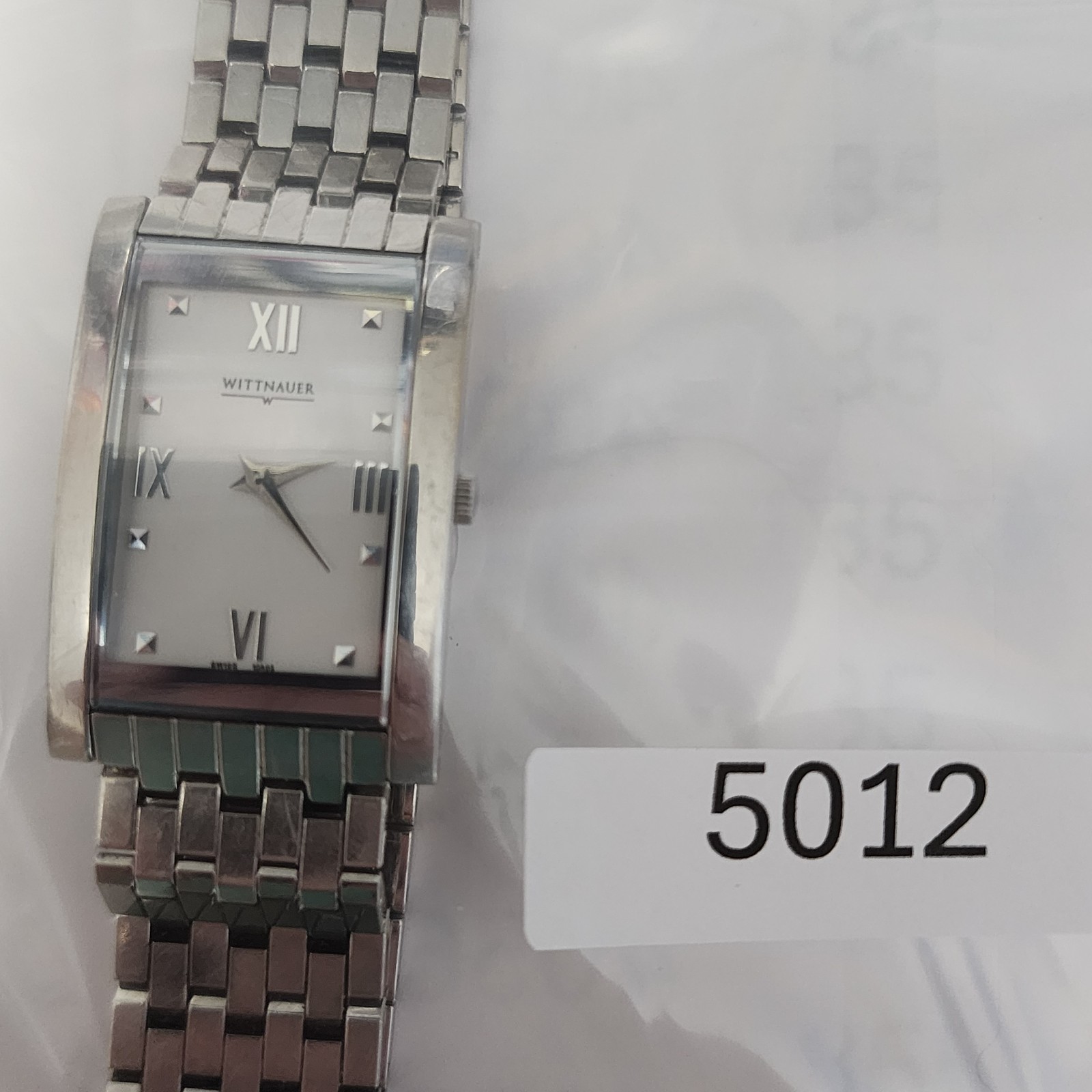 Wittnauer Swiss Rectangle Silver Wristwatch Sapphire Crystal Estate Sale Working