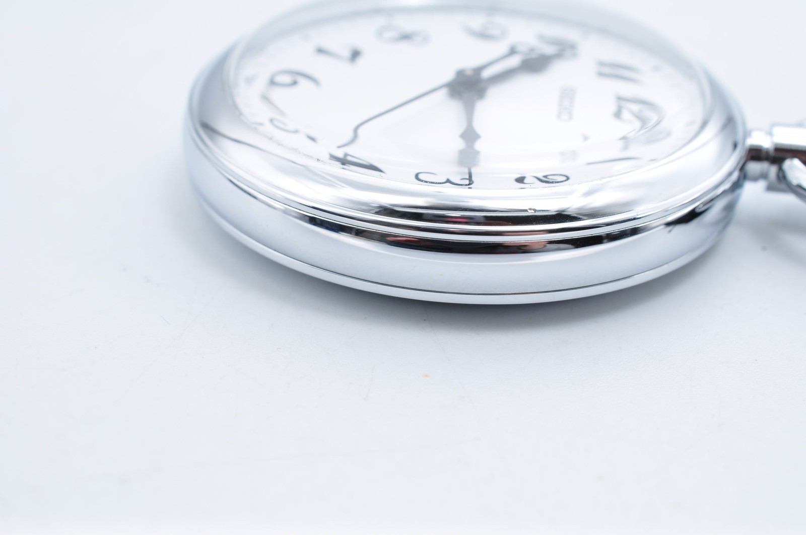 SEIKO 7C11-0010 Quartz Analog ASGP Silver Pocket Watch Japan w/Case Auth w-1035