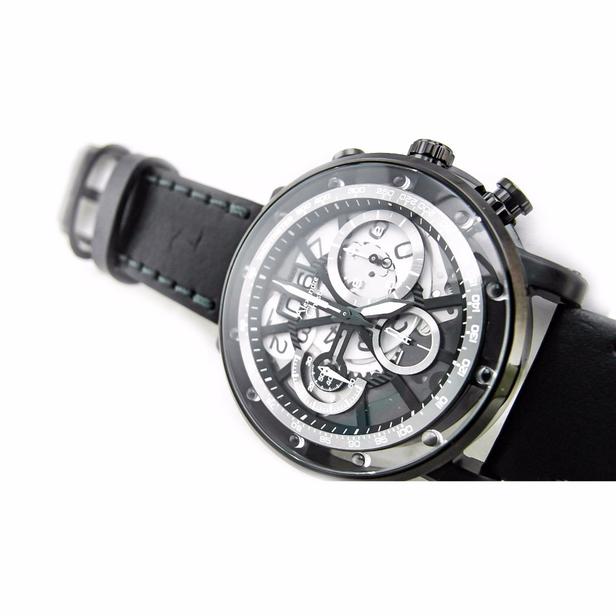 Alexandre Christie 6393MC Mens Chronograph Wrist Watch 46.5mm Case Leather Strap
