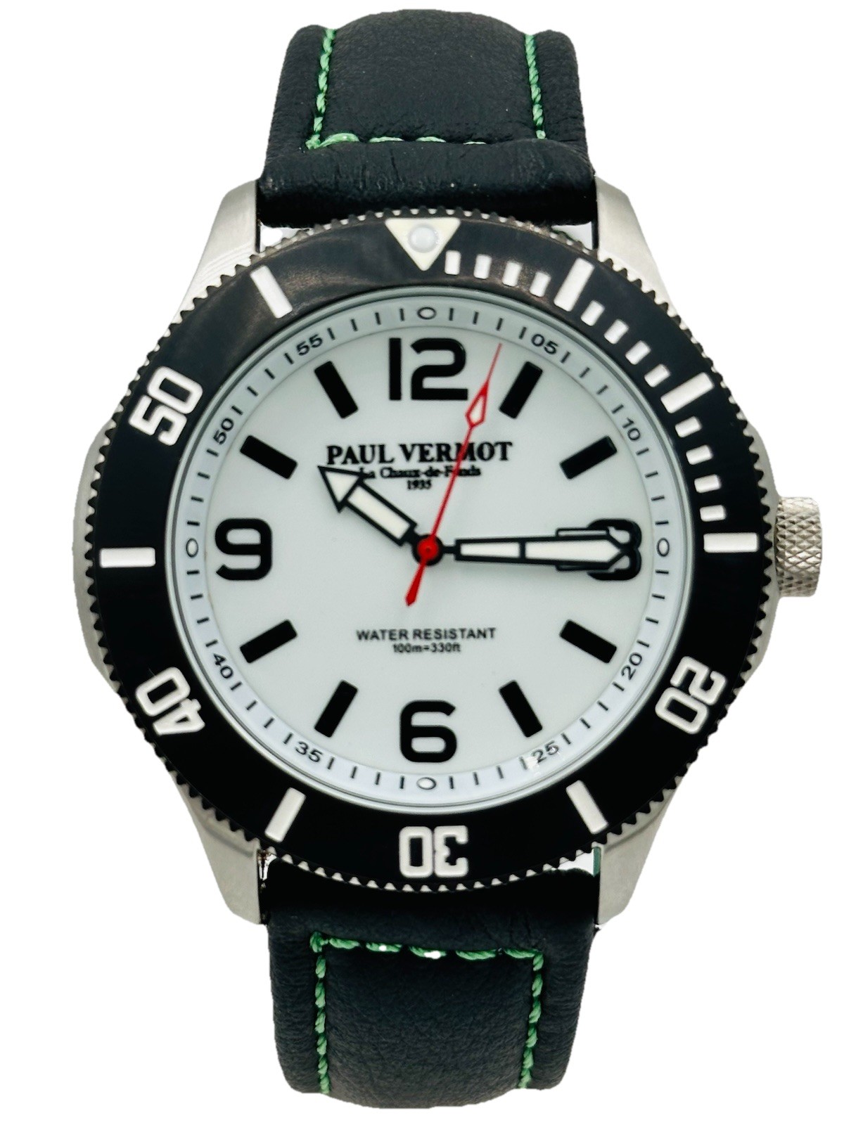 Paul Vermot Sub WR100m PV6650W/278 Quartz Stainless Steel Watch New