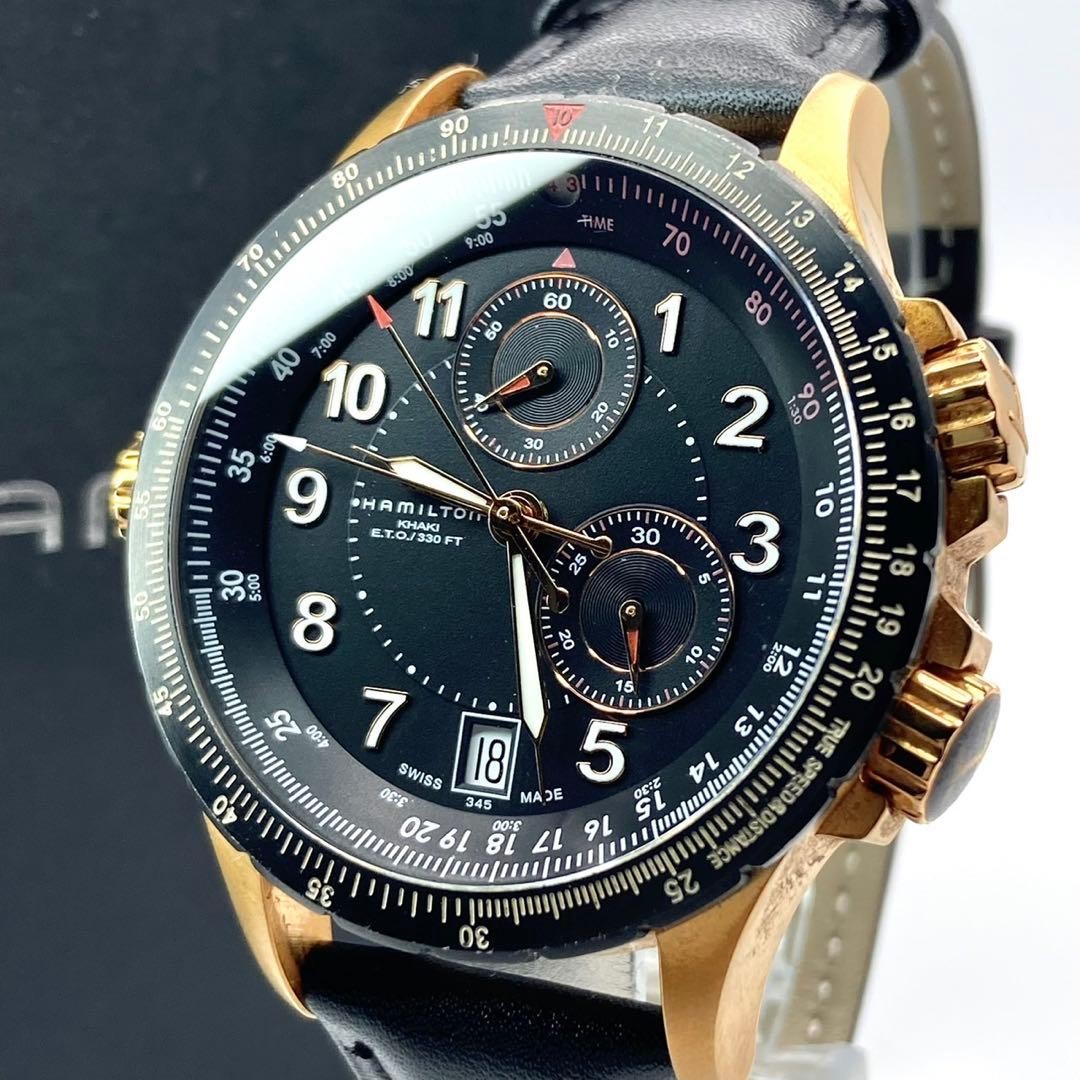 Hamilton Khaki Pilot Chronograph Black Men’s Watch Quartz Japan 0714512