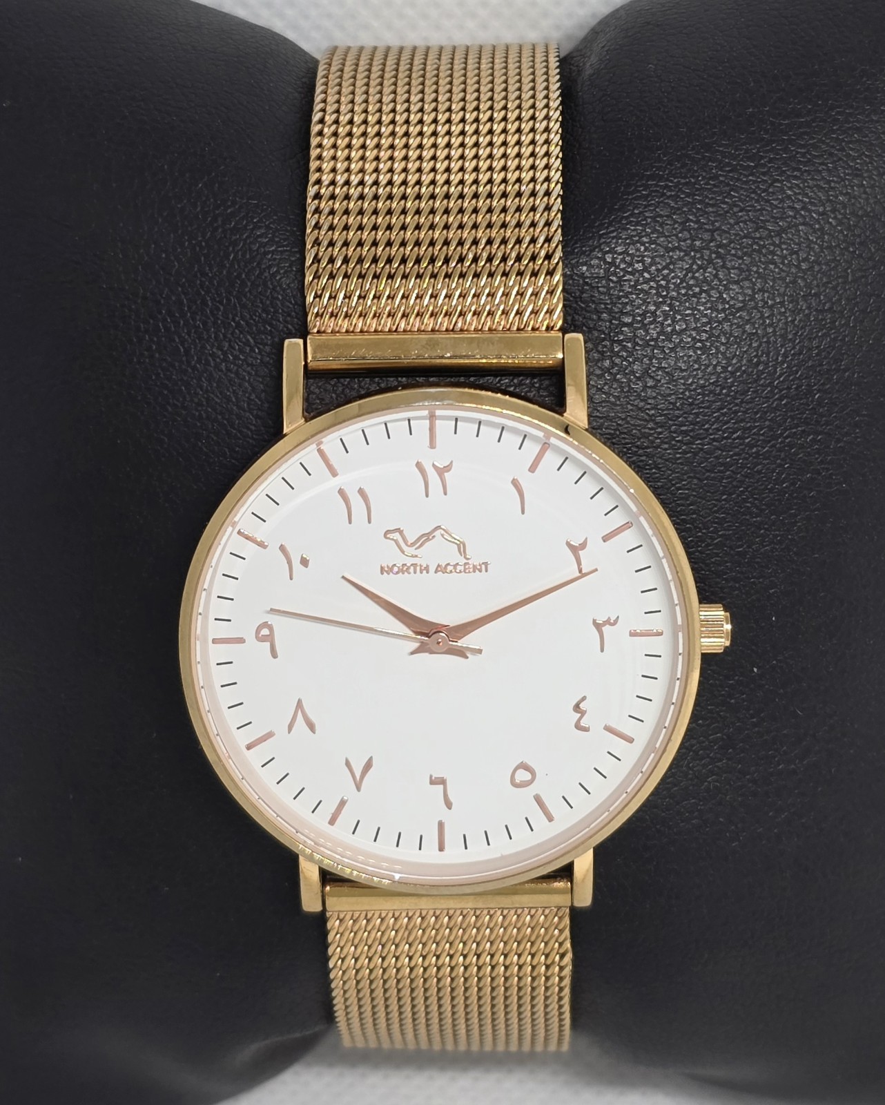 Unisex North Accent Classic Arabic Numerals Rose Gold Mesh Band Watch 13