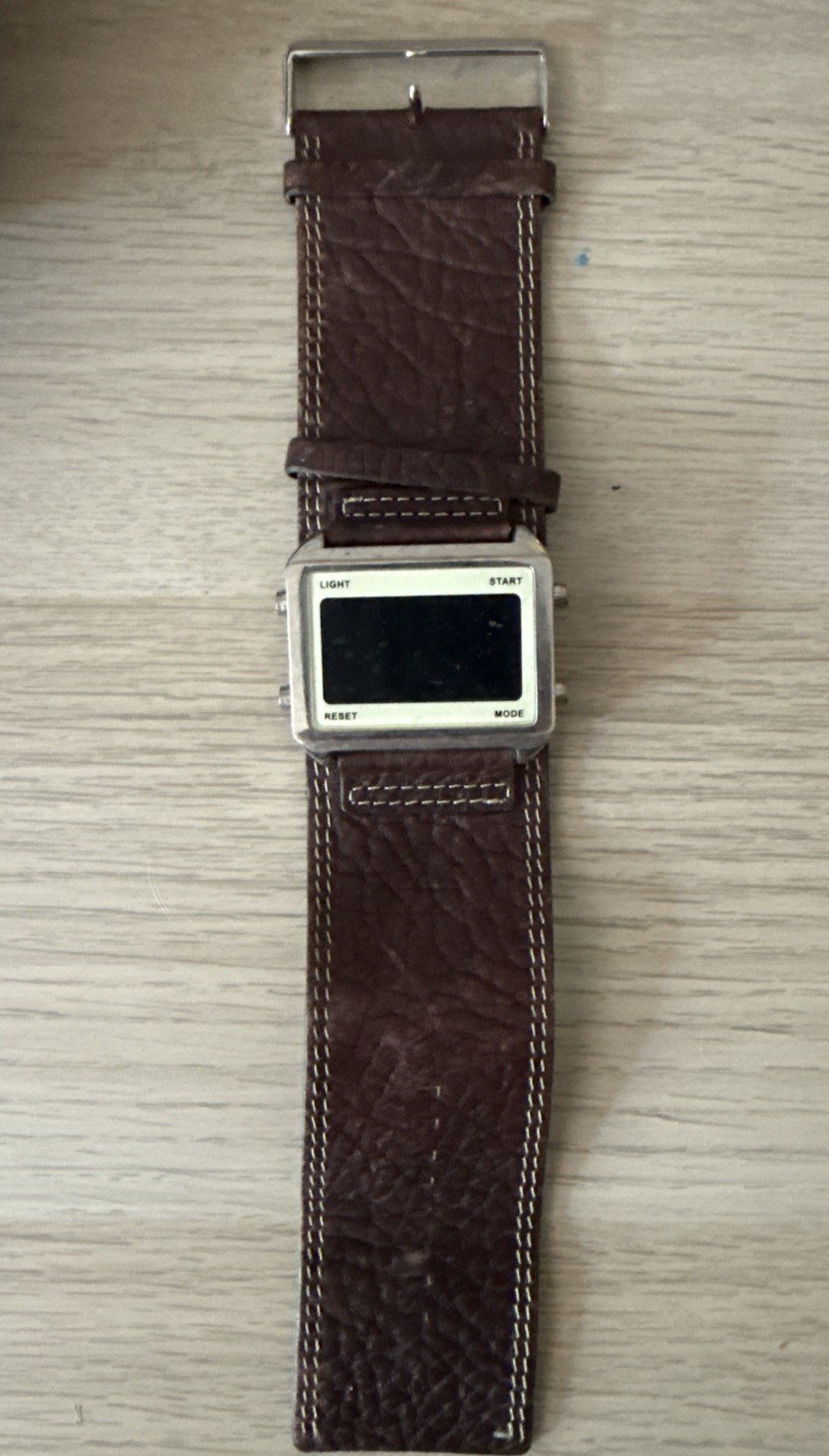 Identity London retro LCD Mens watch, Brown Leather Strap -Untested- For Spares