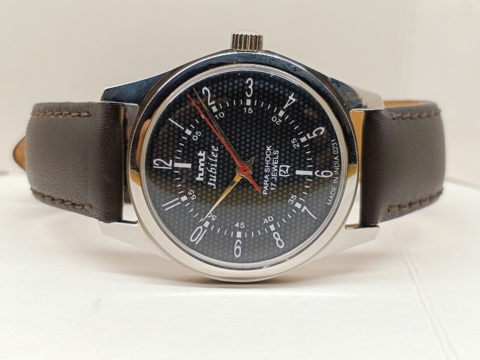 HAND WINDING VINTAGE HMT JUBILEE BLACK DIAL MECHANICAL WATCH FOR MENS