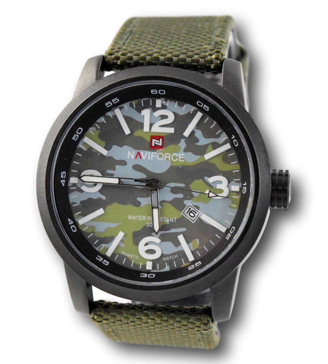 NaviForce Camo Military 45mm Camouflage Nylon Leather Watch NF9080 USA Seller