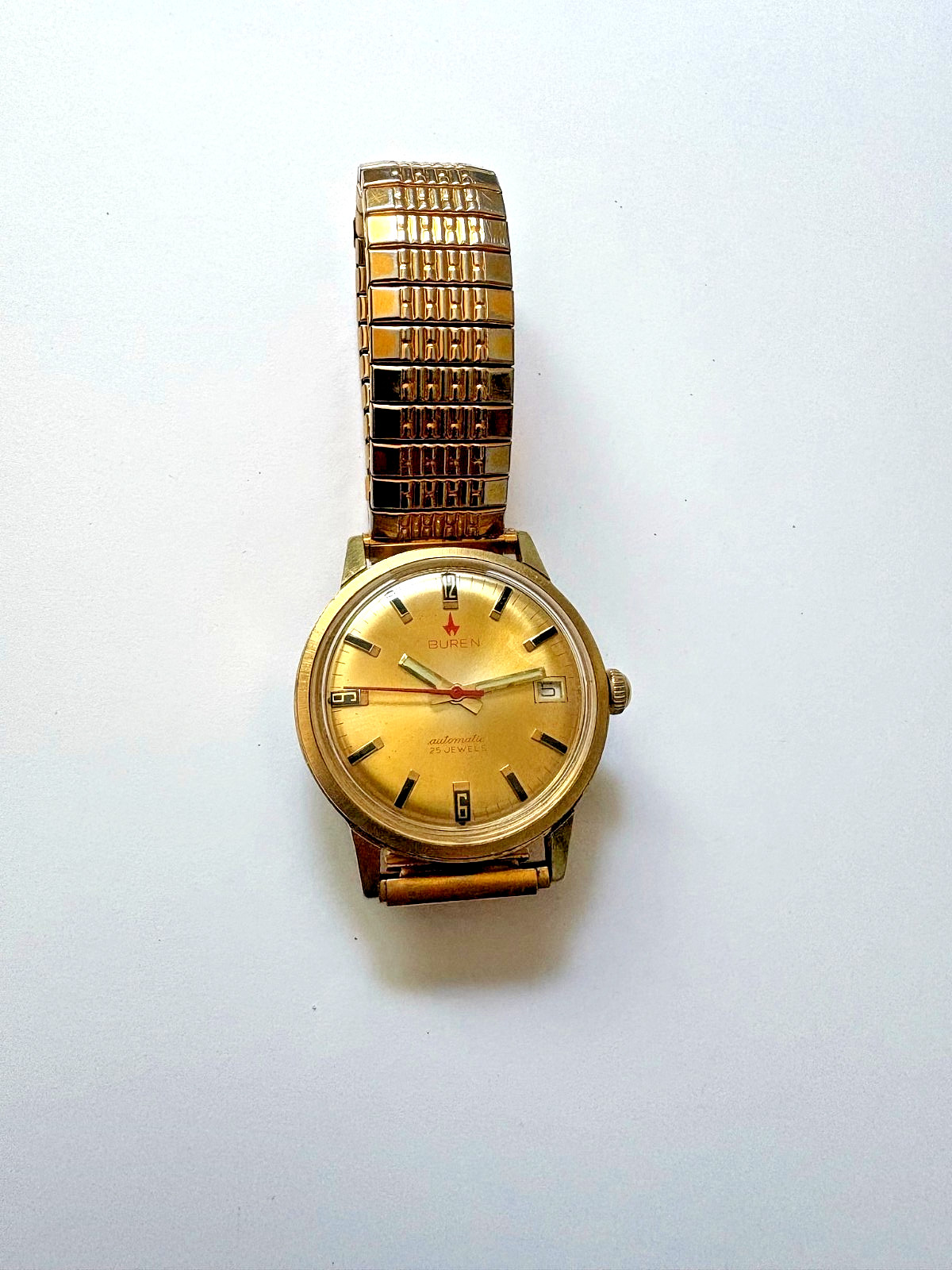 Vintage Buren Automatic 25 Jewel Date 34mm Swiss Original Dial Runs