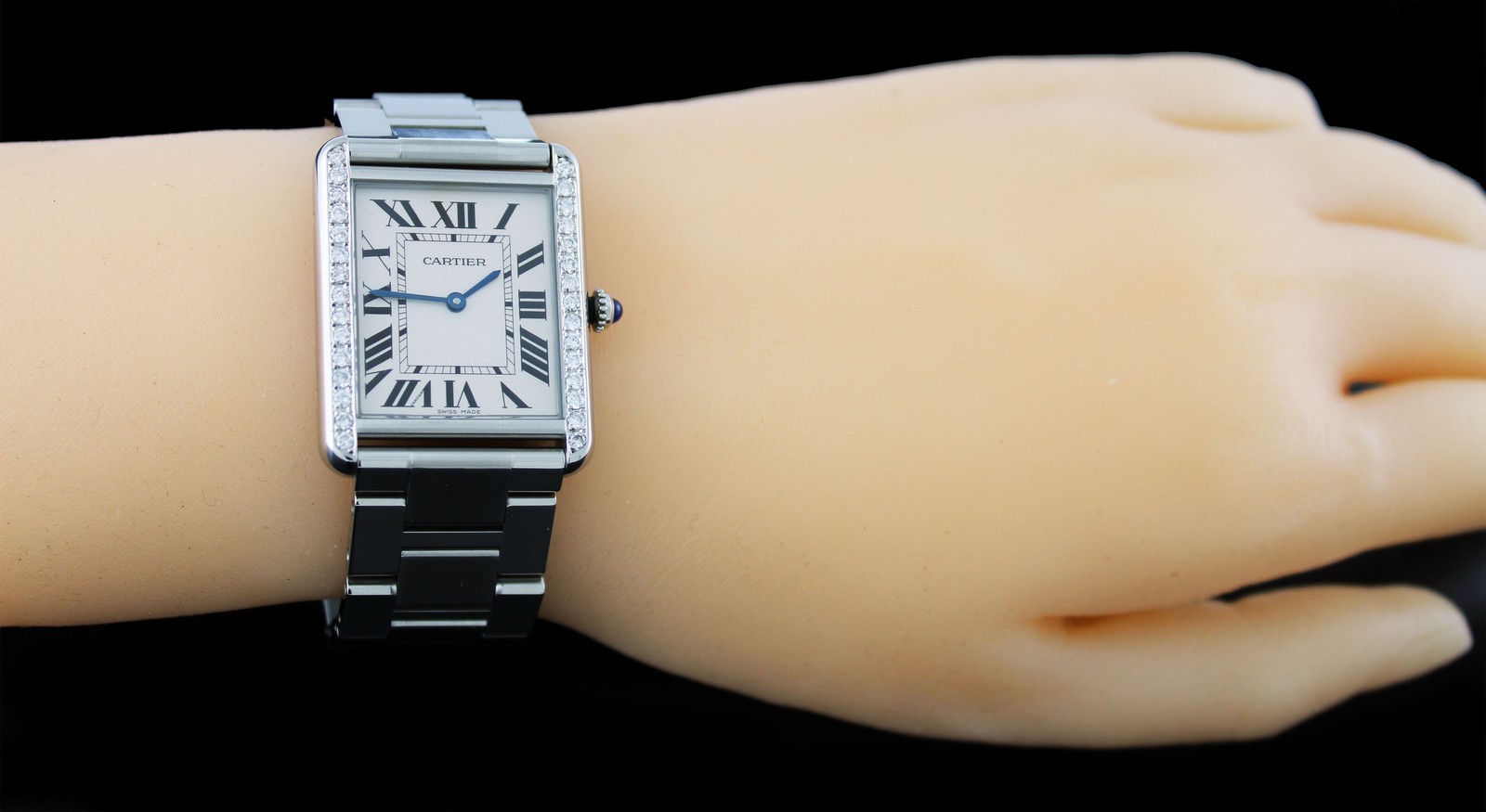 Cartier Tank Solo 3169 27mm Stainless Steel Diamond Quartz Watch