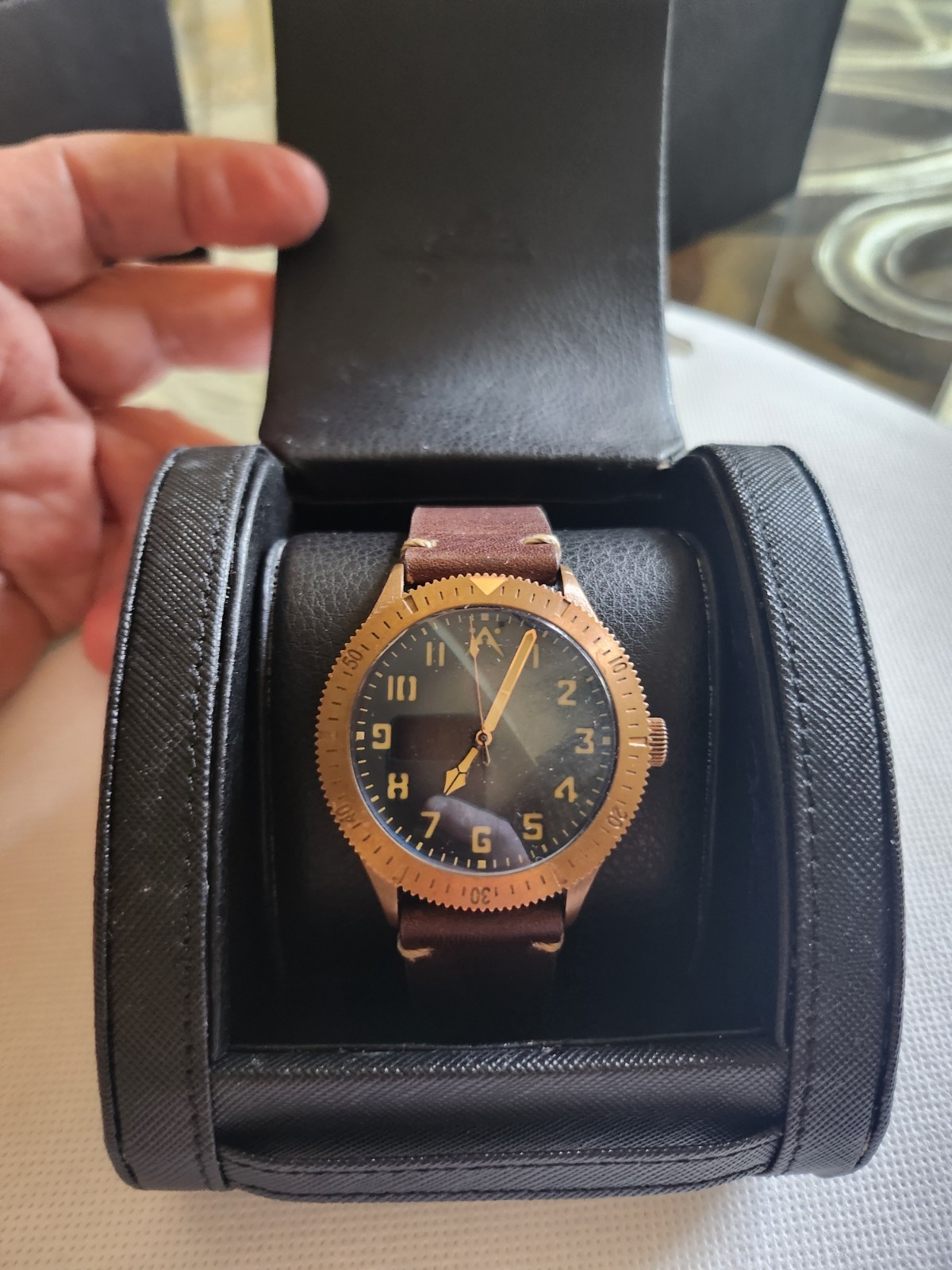 Aerotec Ace Bronze Watch – Vintage Black Dial