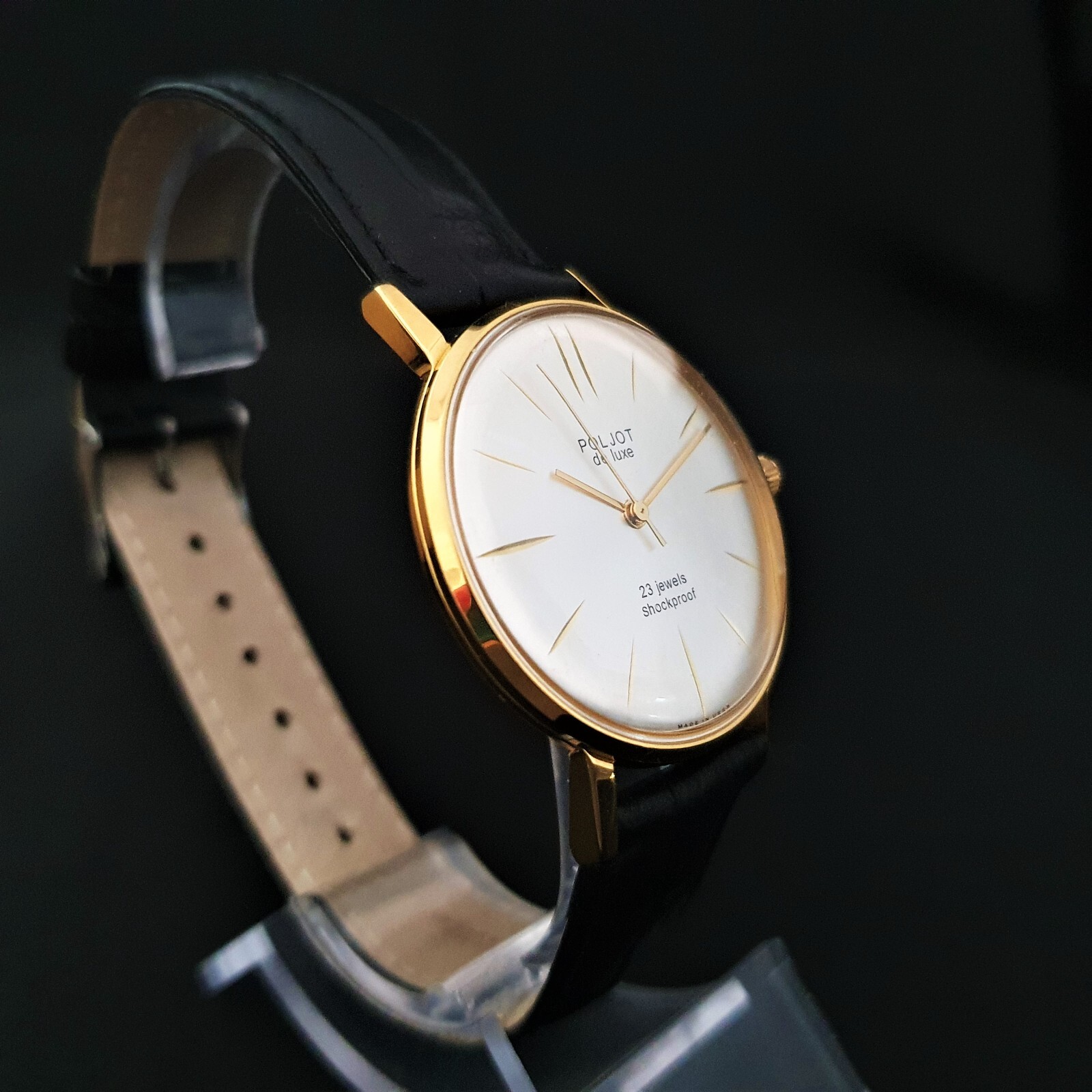 Vintage Watch USSR Poljot De LUXE Ultra SLIM 23 Jewels Soviet Wristwatch 2209