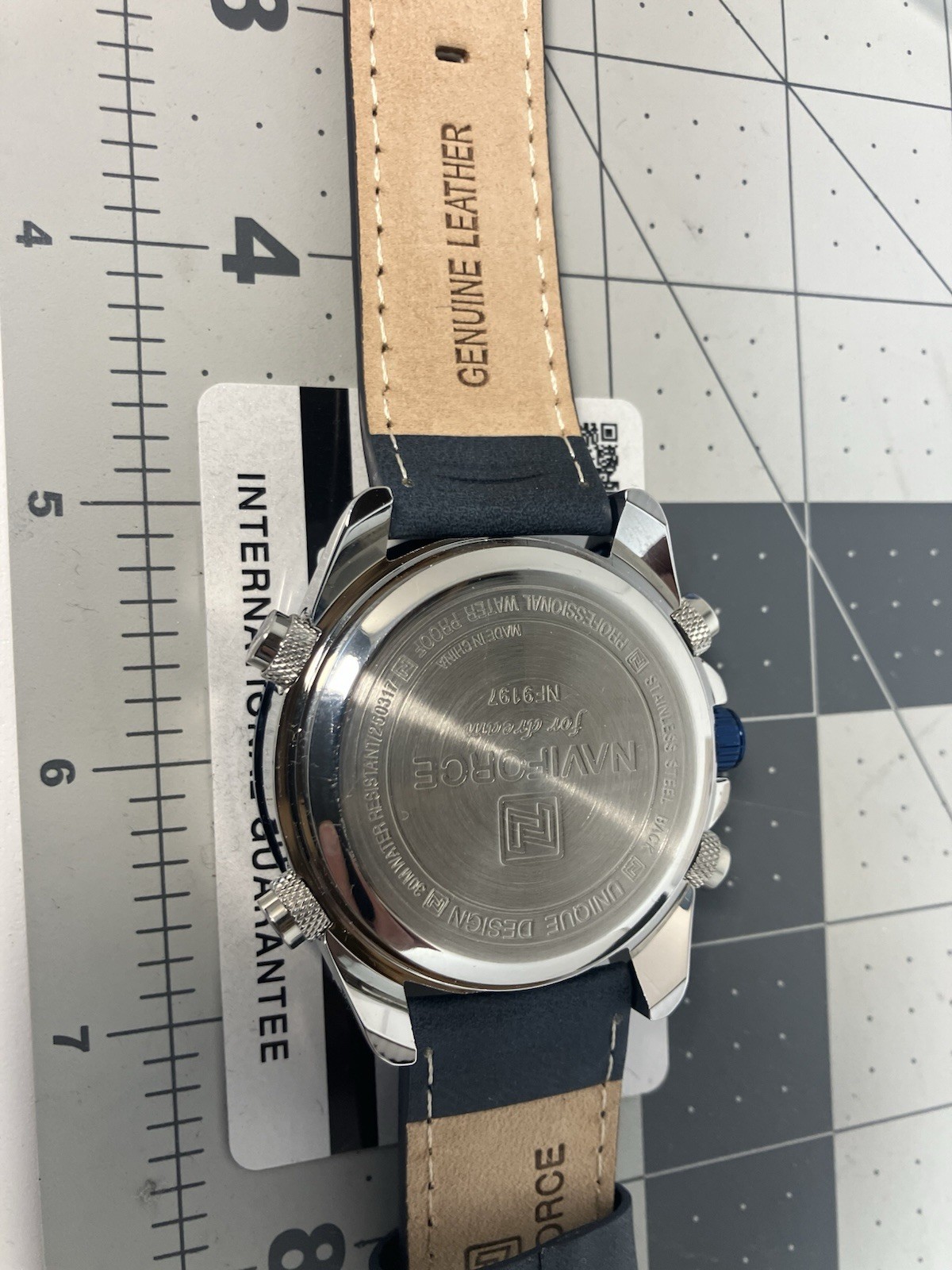 Naviforce Men NF9197 Sport Blue Leather Quartz Analog Diigtal 46mm Watch 7 1/2″