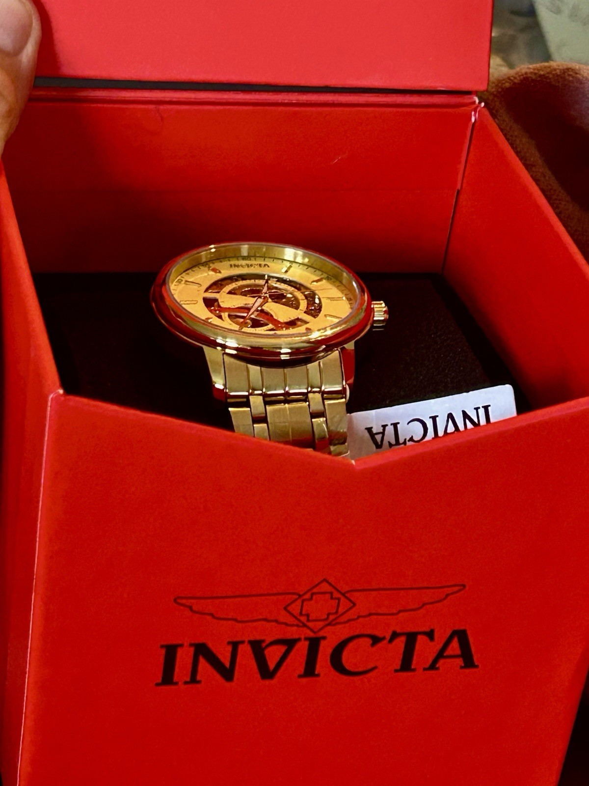 Objet D Art Automatic, Invicta 42.5mm, WR 30m, 8.5”, New/Box/3yr Warranty, Gold