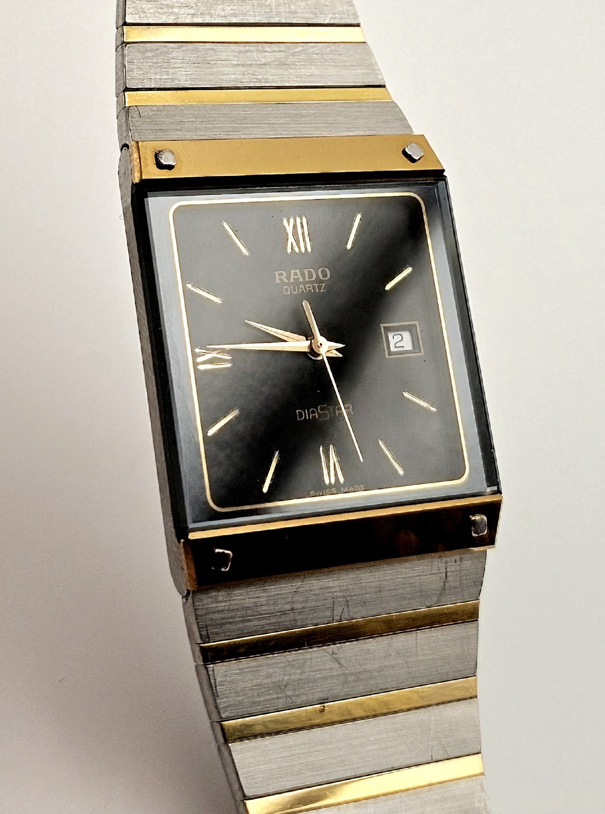 Vintage 80’s Rado Diastar 129.0195.3 Two Tone Men’s Watch ~New Battery ~ Nice !!