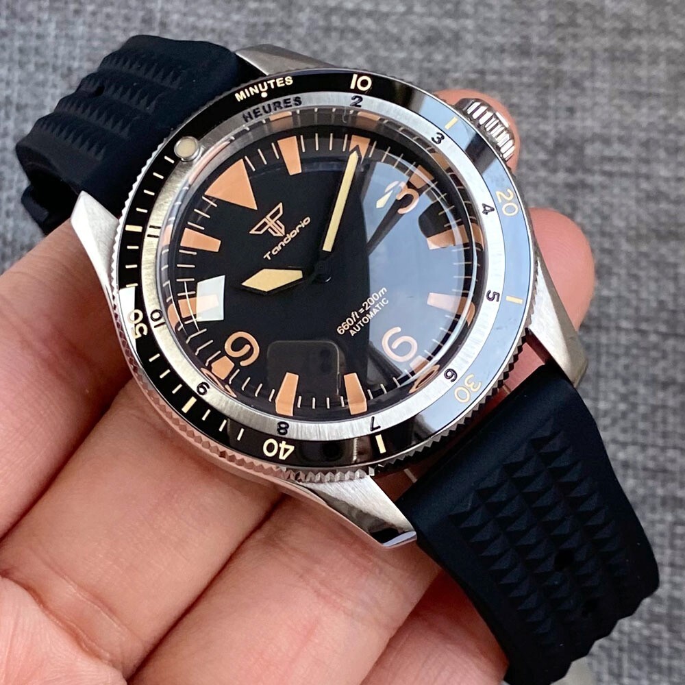 Tandorio 40mm Vintage 200m Diving Watch For Men Sapphire Glass Japan NH35A Lume