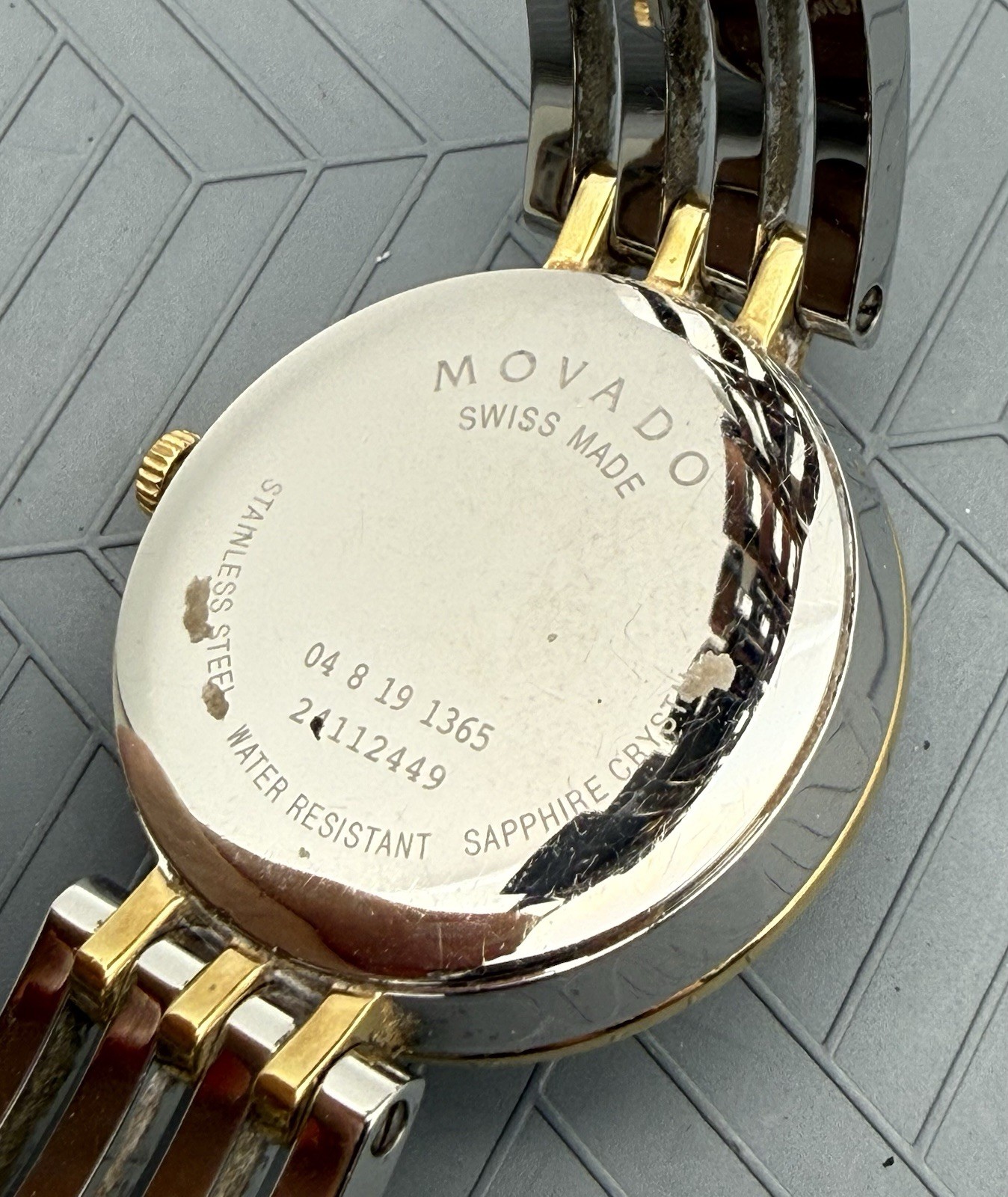 Swiss Movado Esperanza 2 Tone Gold / S.S Black Dial Ladies Model # 0607053